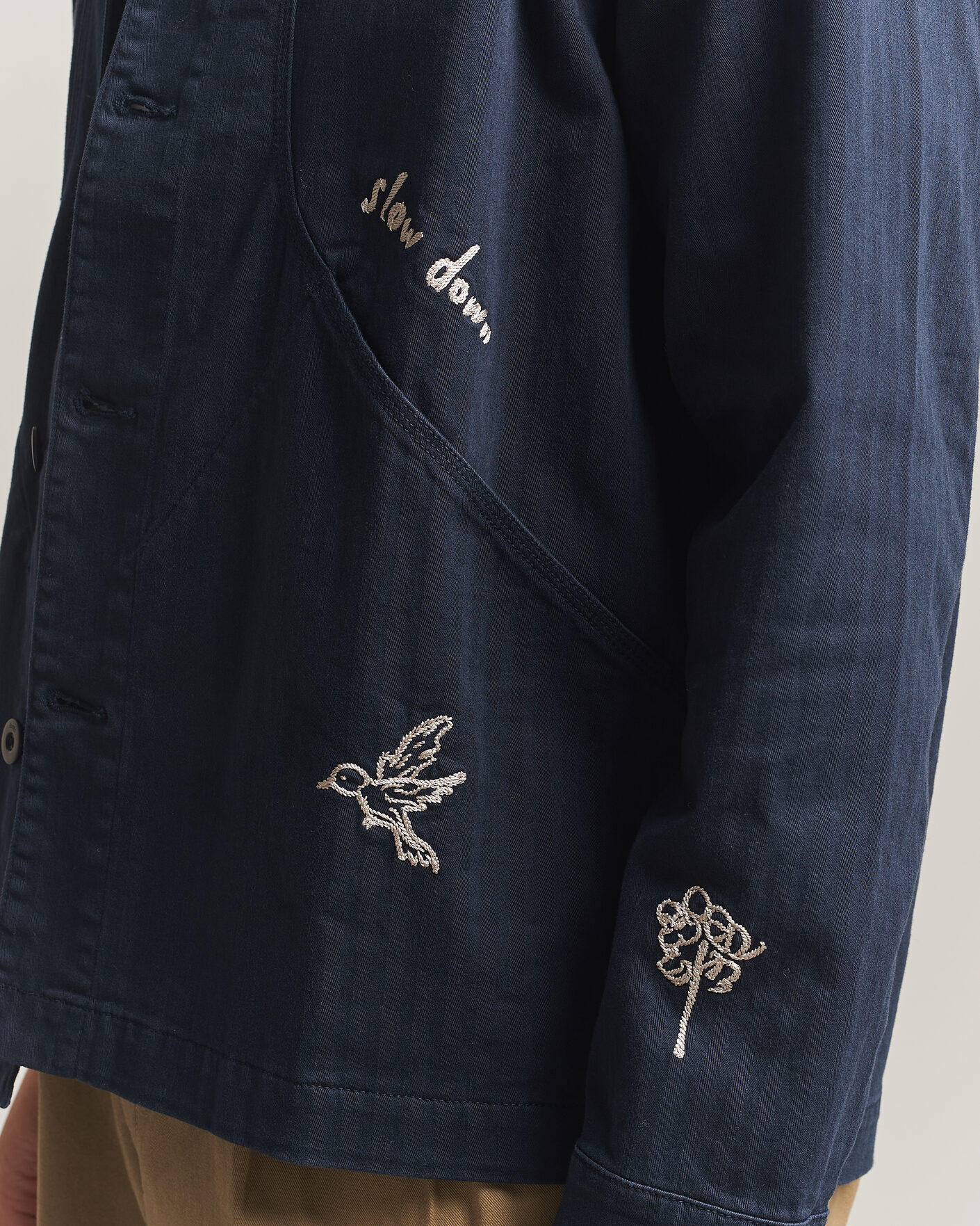 Homme | Chemises | Forét | Berry Herringbone Embroidery Overshirt Navy