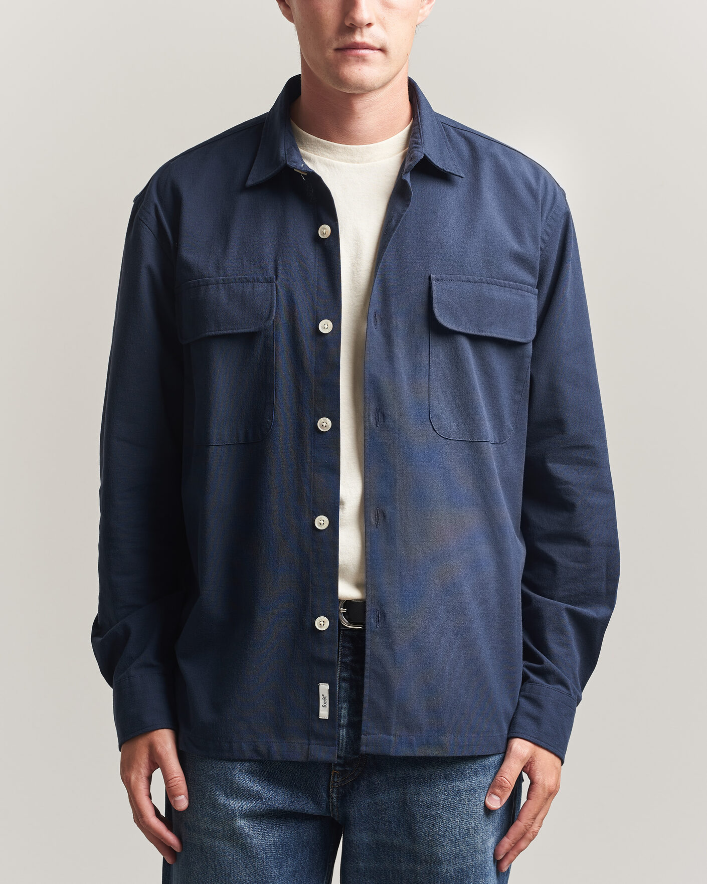 Homme | Chemises | Forét | Lunar Relaxed Fit Textured Overshirt Navy
