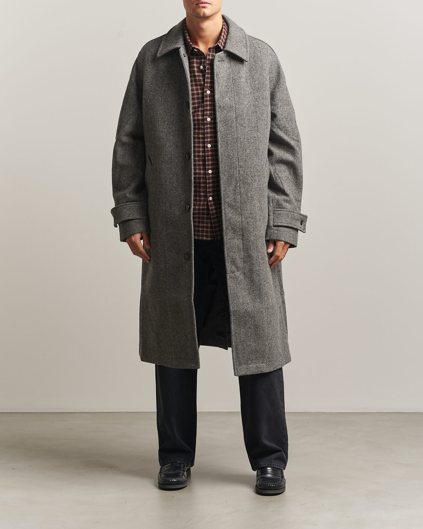 Homme | Manteaux Et Vestes | Forét | Pine Wool Coat Grey Herringbone