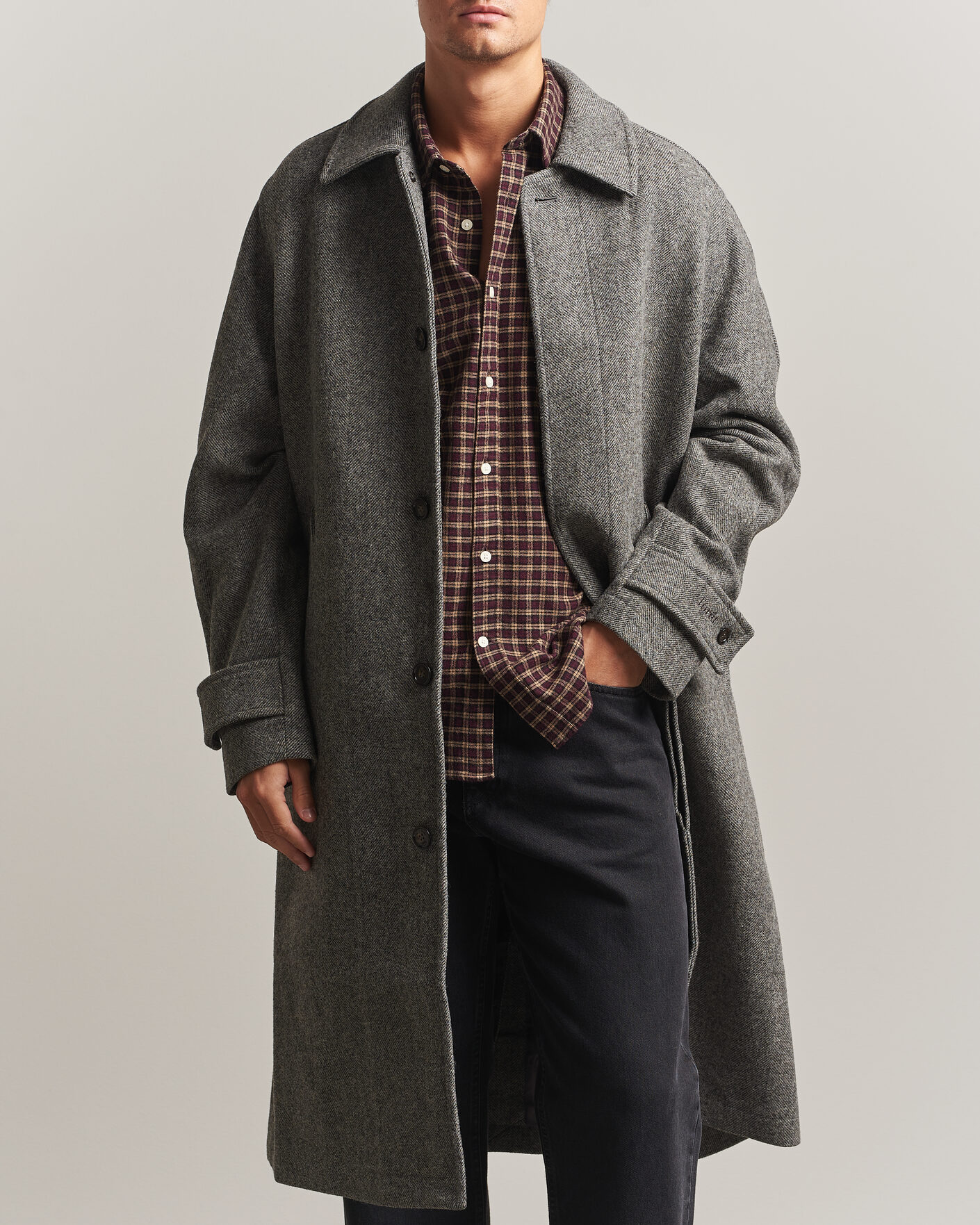 Homme | Manteaux Et Vestes | Forét | Pine Wool Coat Grey Herringbone