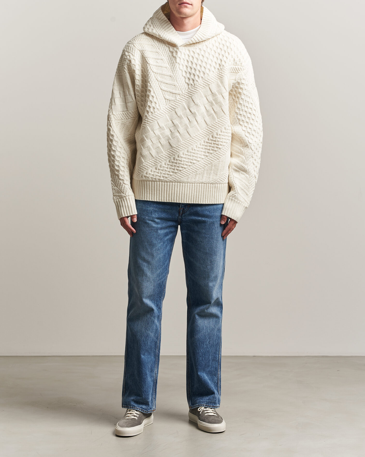 Heren | Truien | J.Lindeberg | Savio Cable Knitted Hoodie Tofu