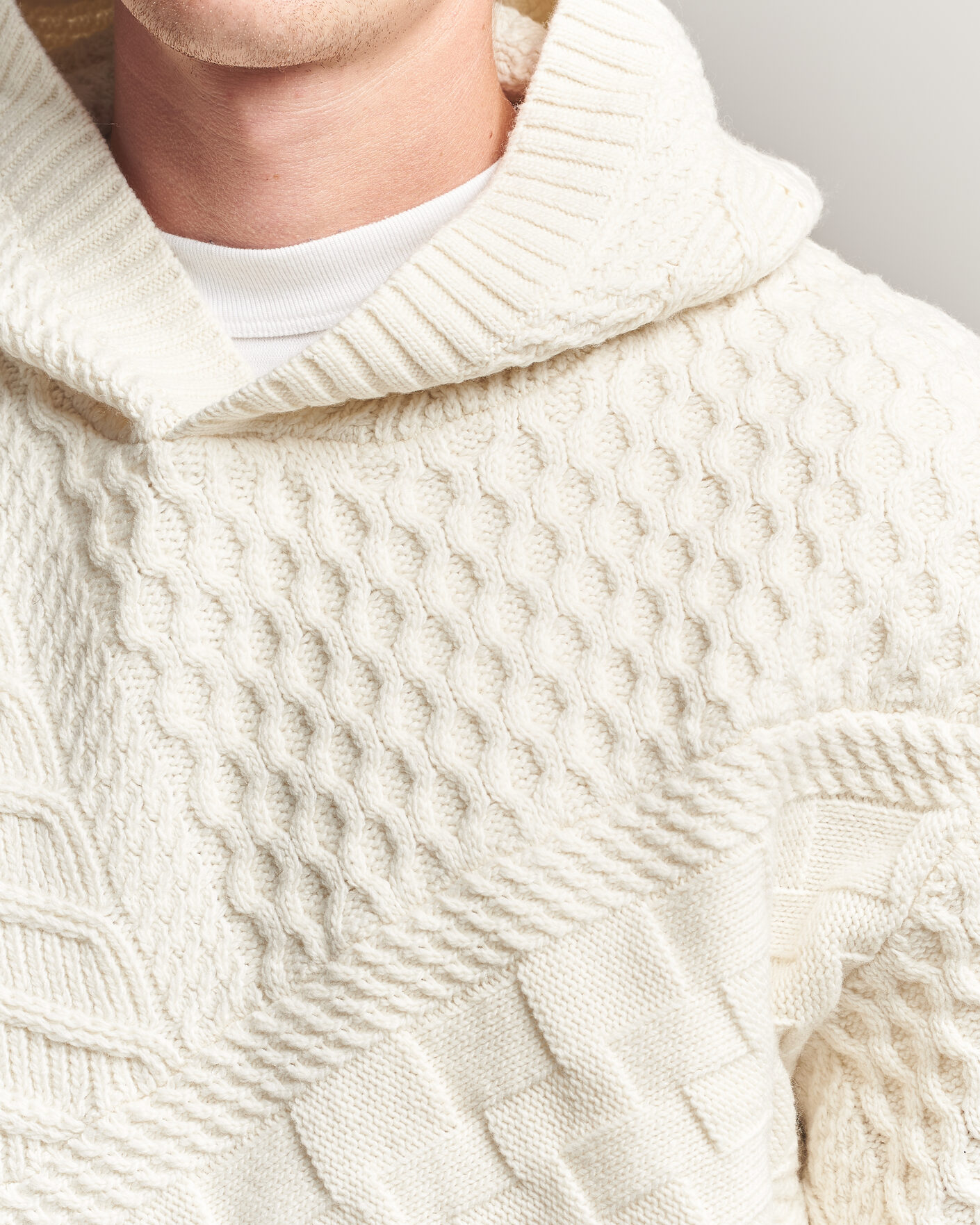 Heren | Truien | J.Lindeberg | Savio Cable Knitted Hoodie Tofu