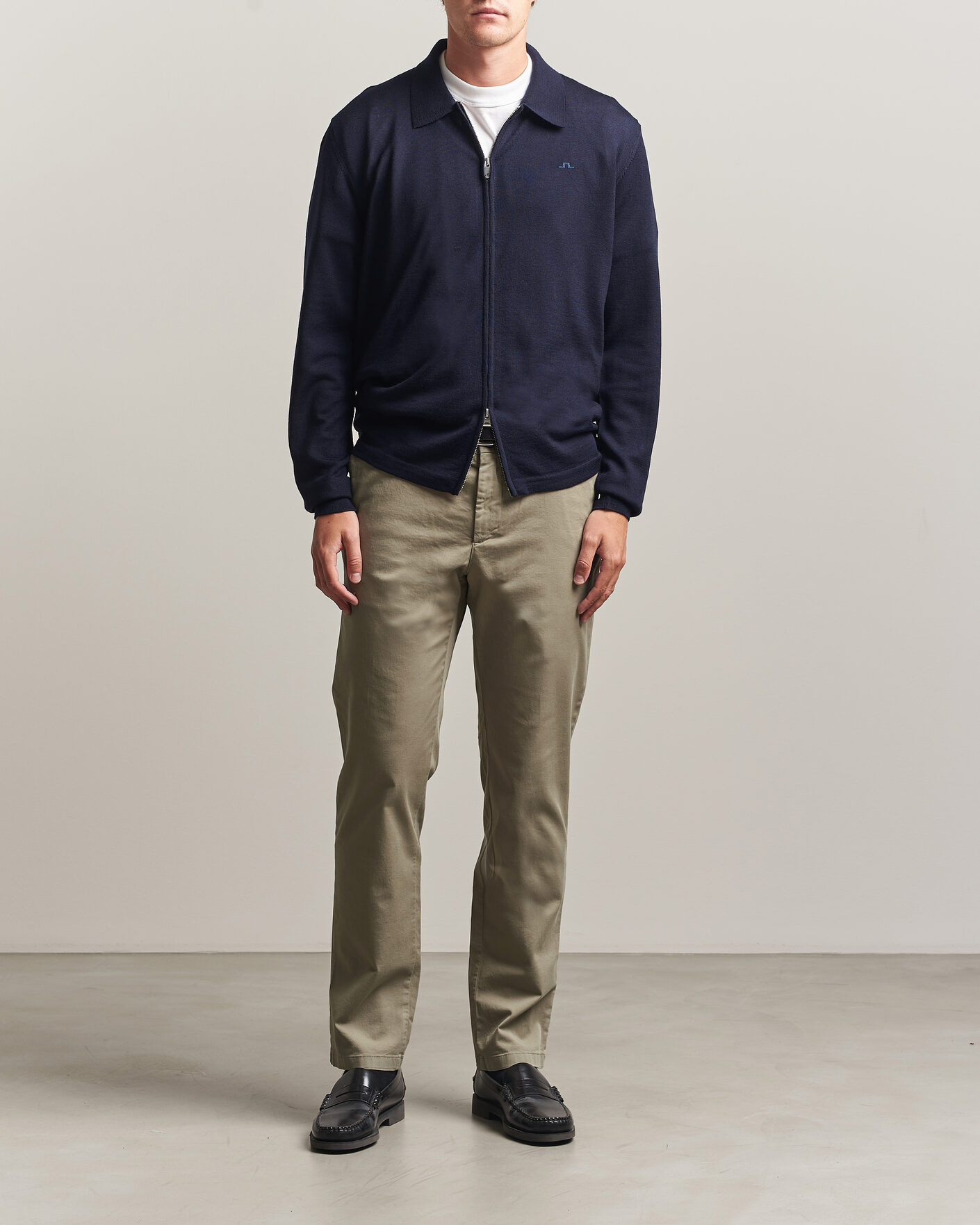 Heren | Truien | J.Lindeberg | Kaleb Merino Full Zip JL Navy