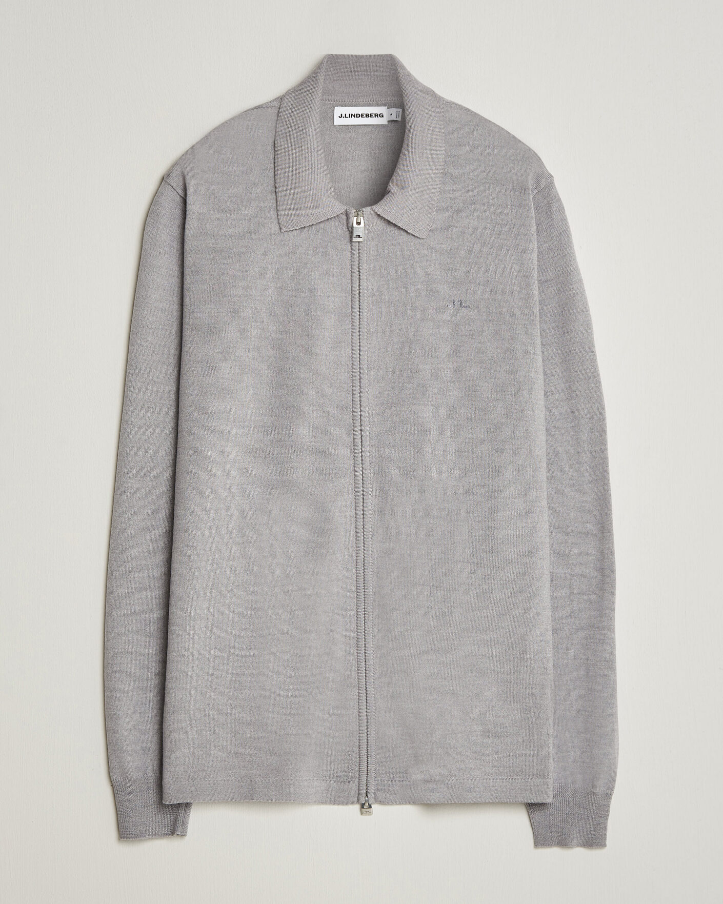 Heren | Truien | J.Lindeberg | Kaleb Merino Full Zip Light Grey Melange