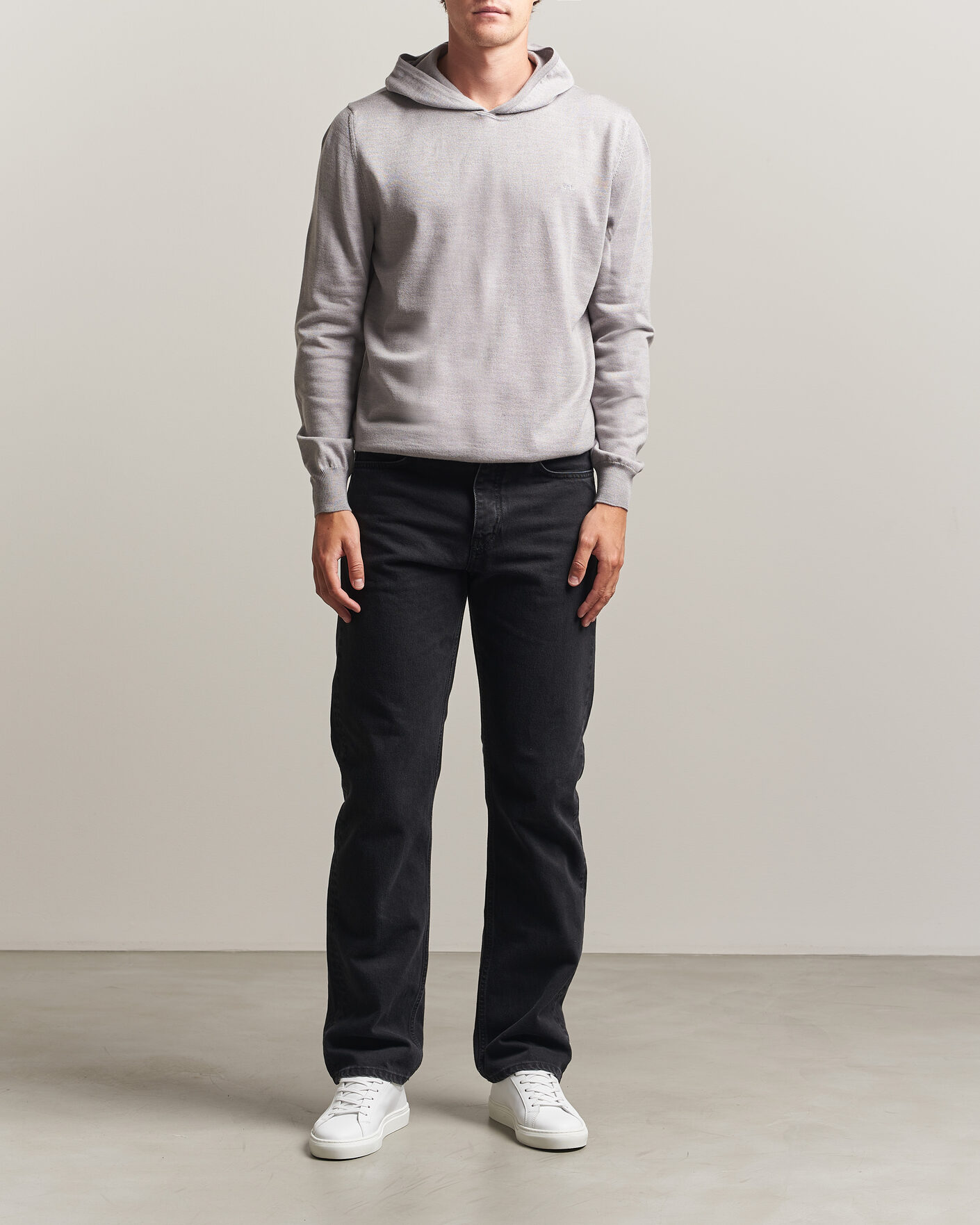 Heren | Truien | J.Lindeberg | Karl Merino Hoodie Light Grey Melange