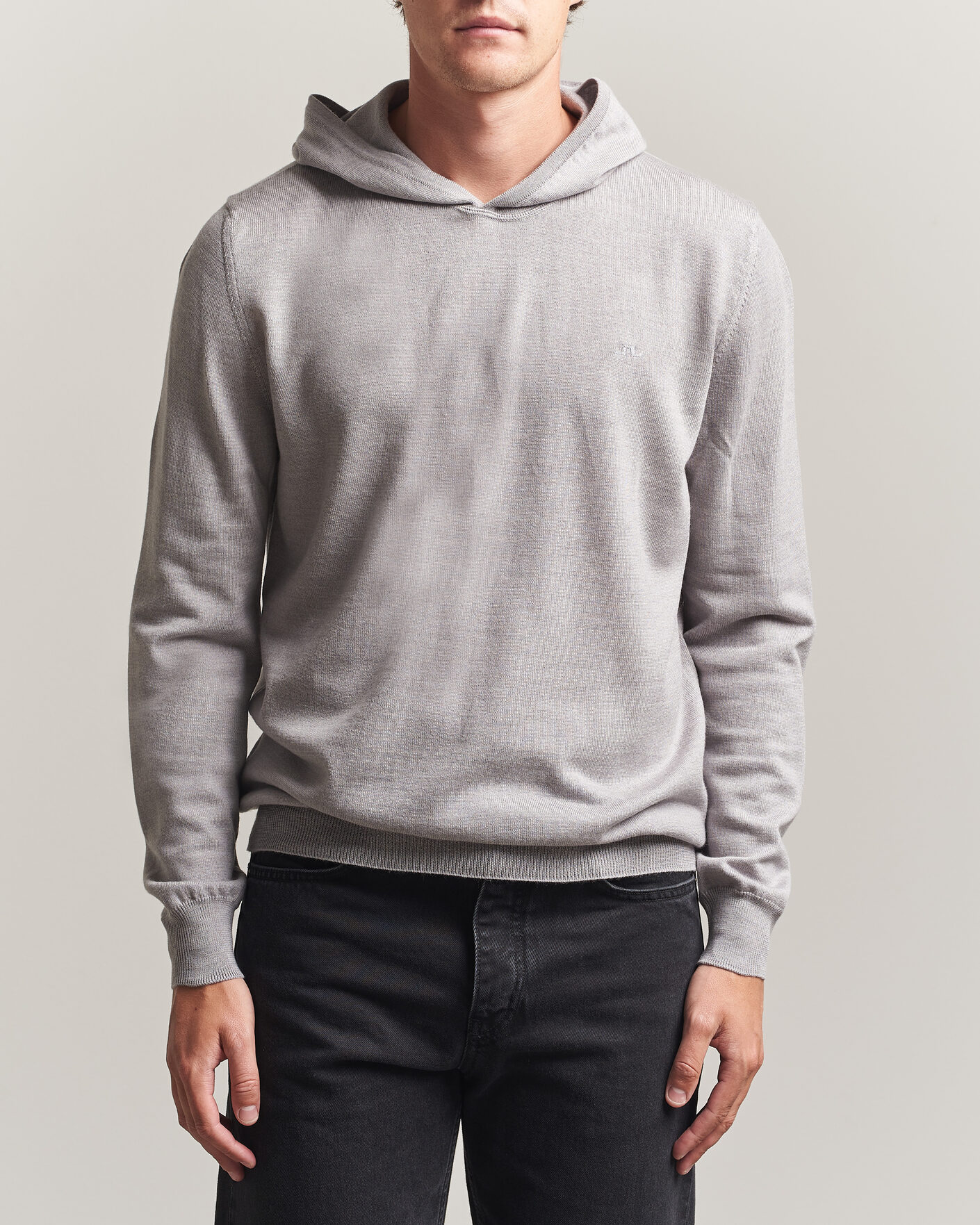 Heren | Truien | J.Lindeberg | Karl Merino Hoodie Light Grey Melange