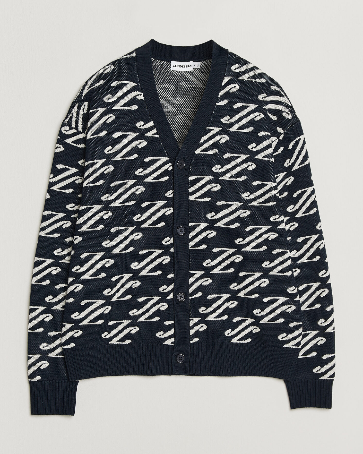 Heren | Truien | J.Lindeberg | Denny Jacquard Cardigan JL Navy
