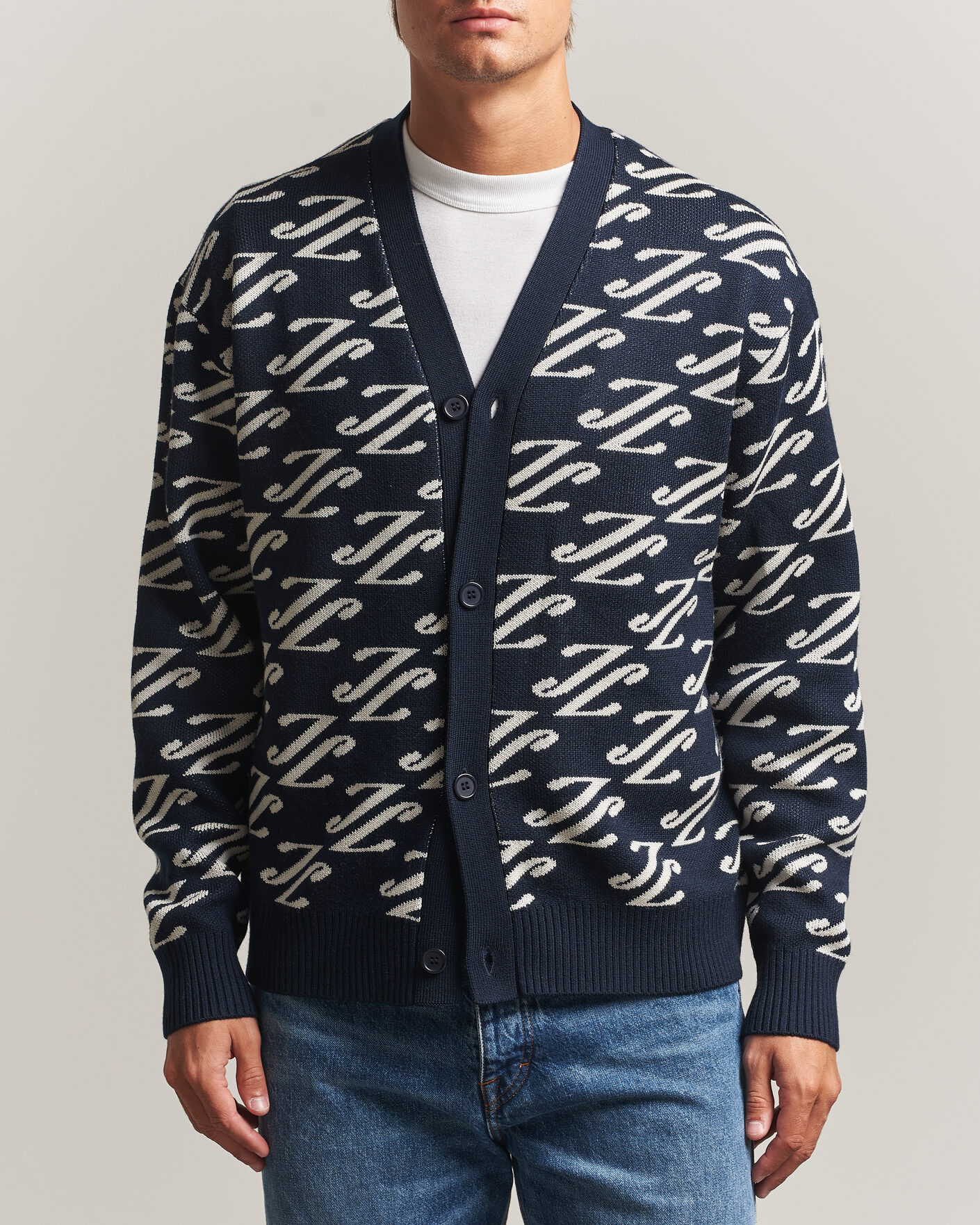 Heren | Truien | J.Lindeberg | Denny Jacquard Cardigan JL Navy