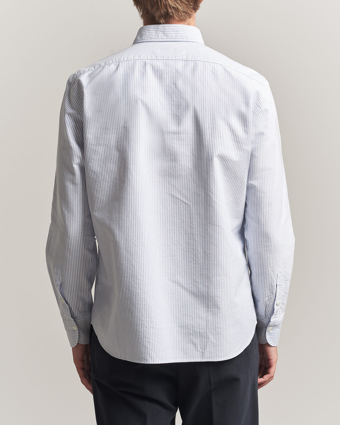 Heren | Overhemden | Grigio | Oxford Button Down Shirt Light Blue Stripe