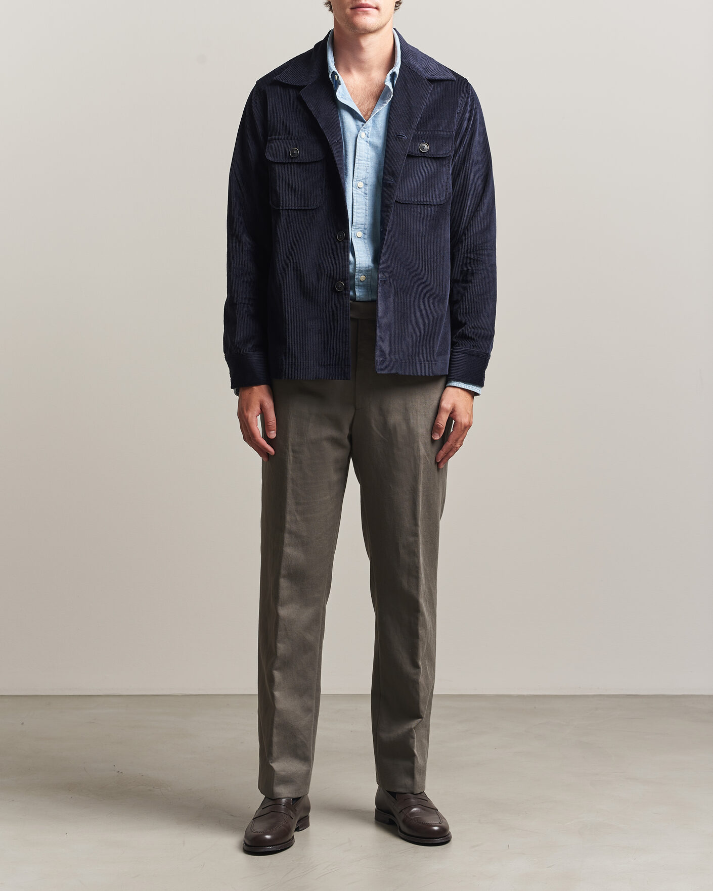 Homme | Chemises | Grigio | Corduroy Overshirt Navy