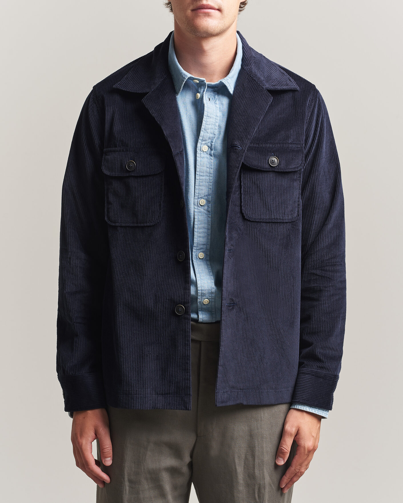 Homme | Chemises | Grigio | Corduroy Overshirt Navy