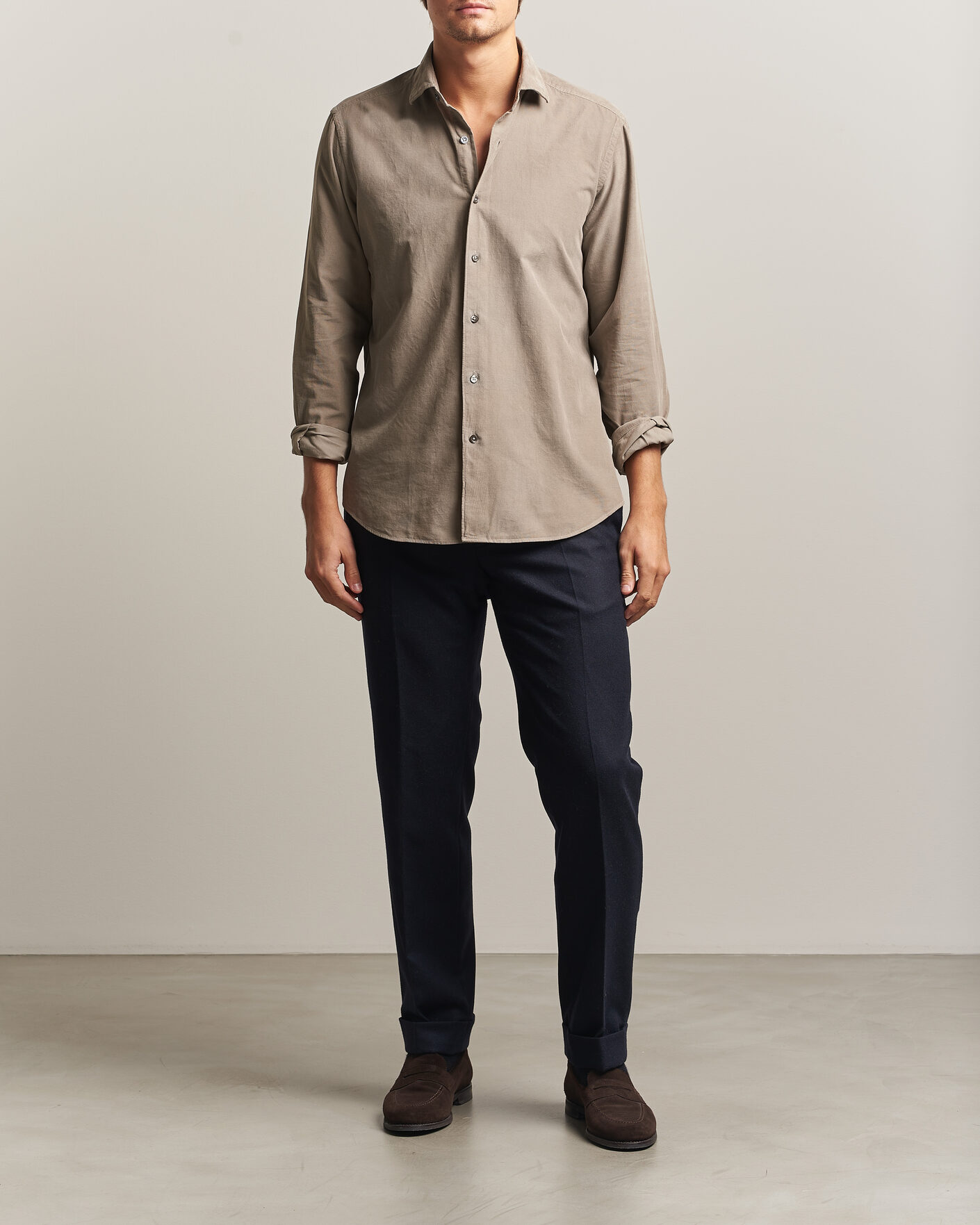 Homme | Chemises | Grigio | Corduroy Shirt Beige