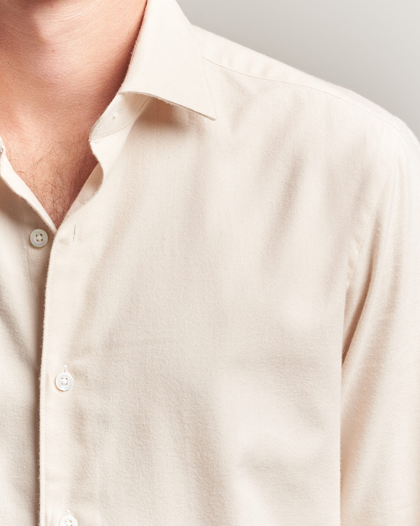 Heren | Overhemden | Grigio | Washed Flannel Shirt Off White