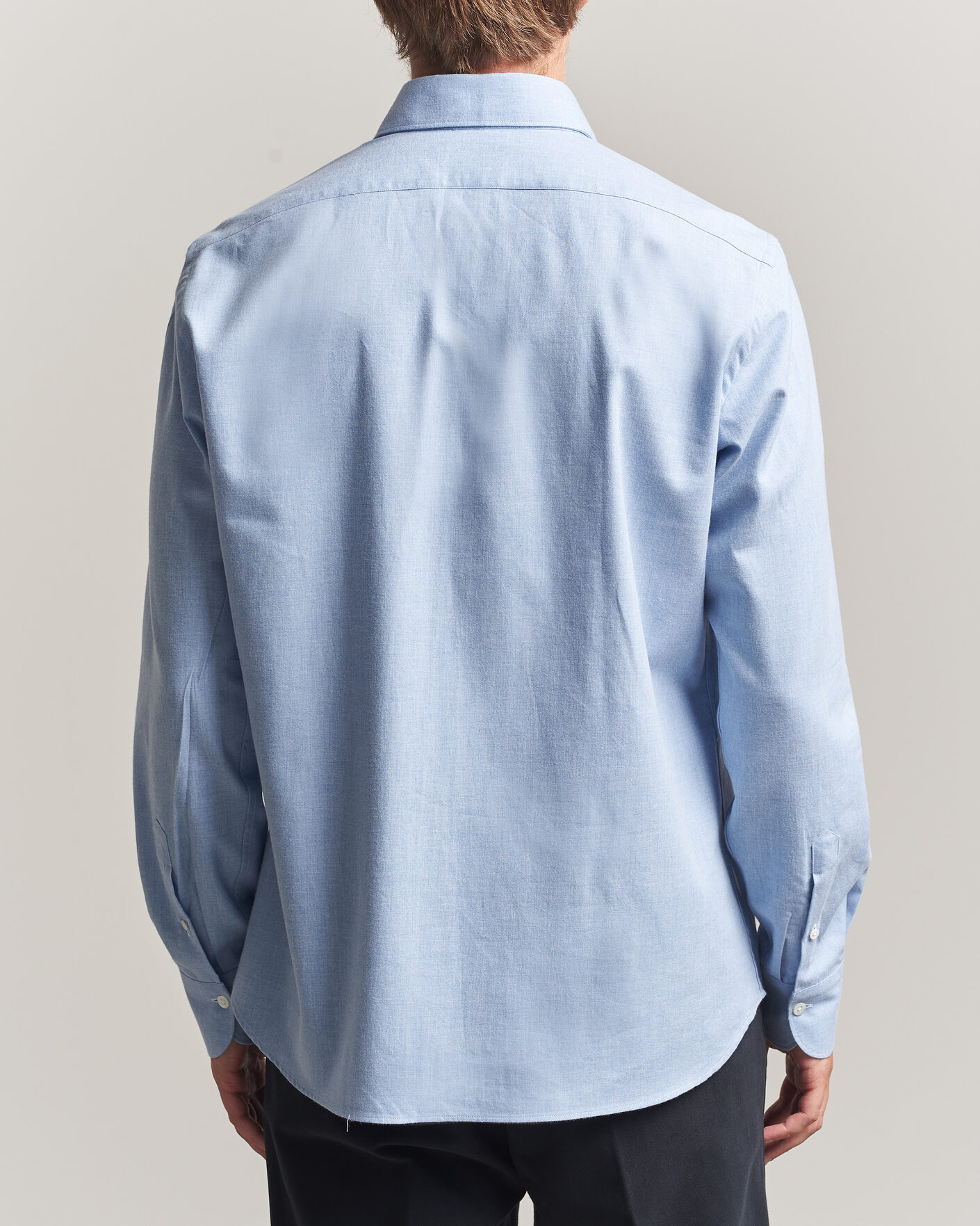 Heren | Overhemden | Grigio | Washed Flannel Shirt Light Blue