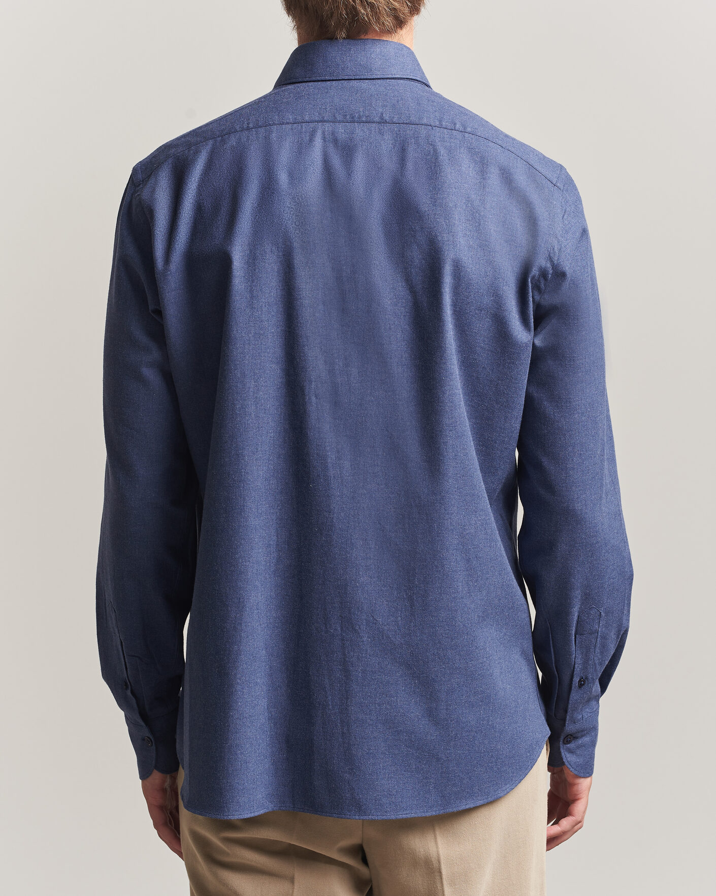 Heren | Overhemden | Grigio | Washed Flannel Shirt Navy