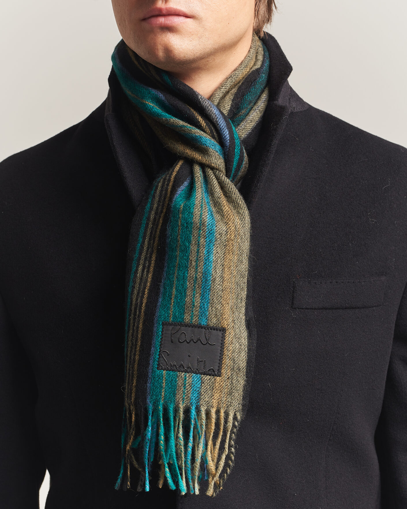 Heren | Sjaals | Paul Smith | Lambswool Striped Scarf Black