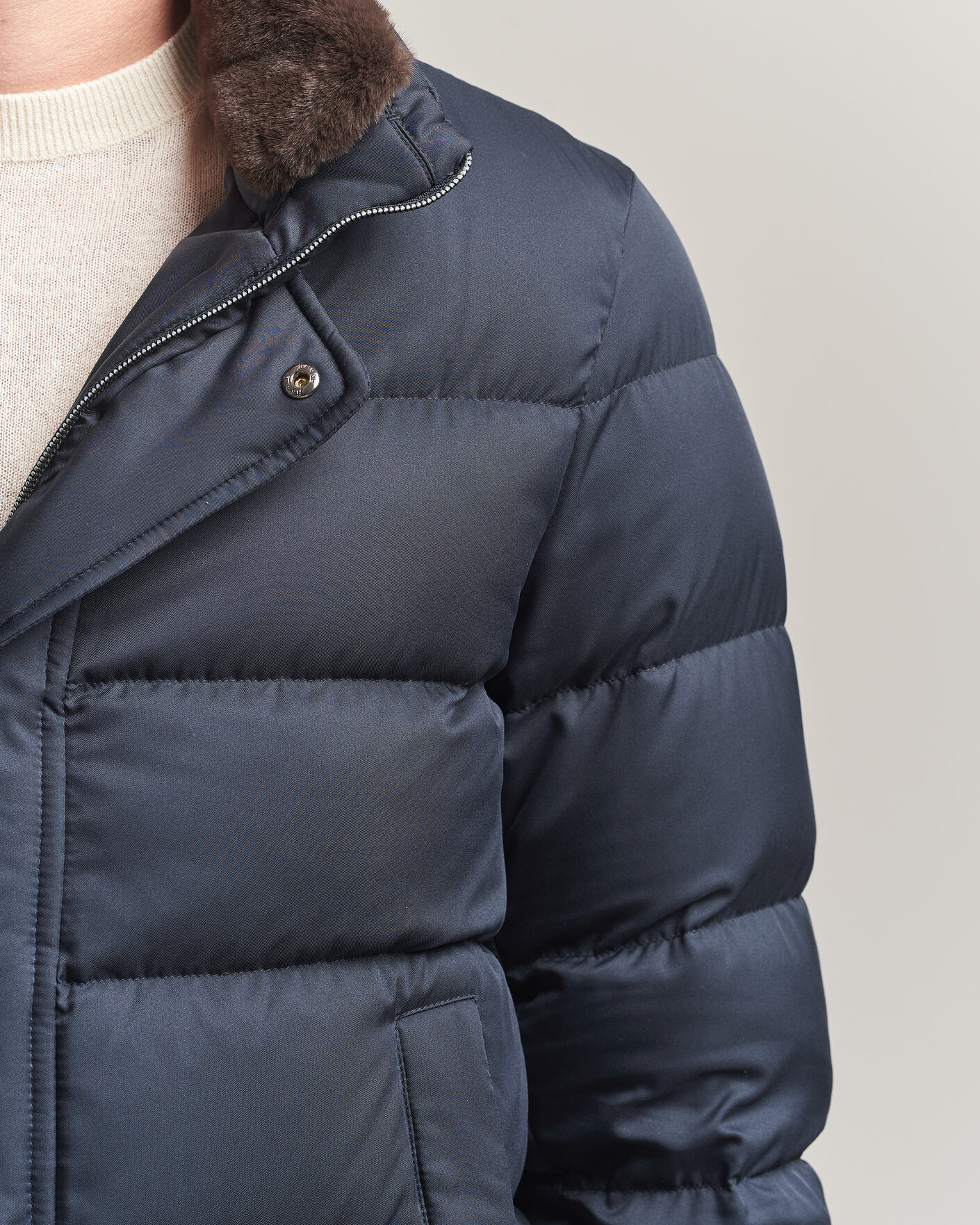 Heren | Jassen | Herno | Faux Fur Down Jacket Navy