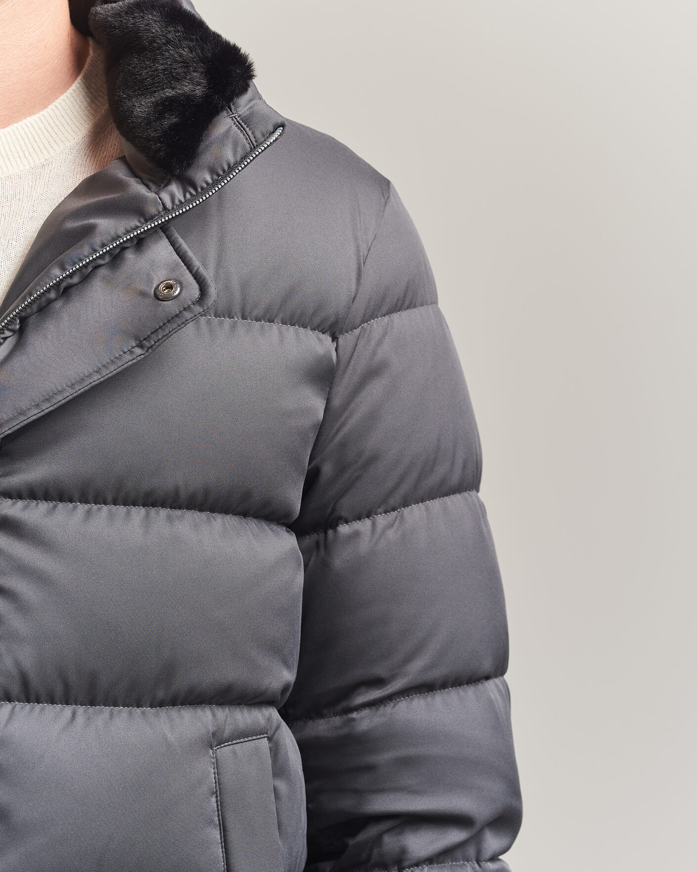 Homme | Manteaux Et Vestes | Herno | Faux Fur Down Jacket Dark Grey