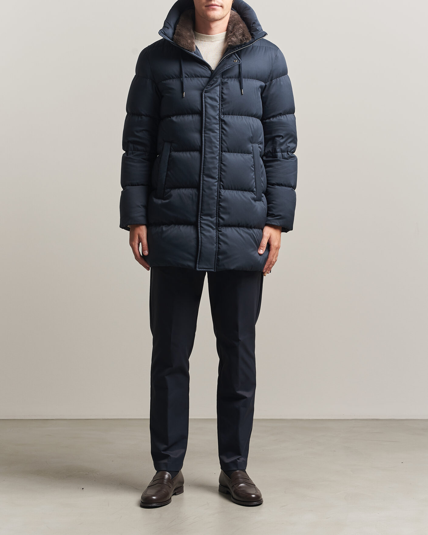 Heren | Jassen | Herno | Faux Fur Down Parka Navy