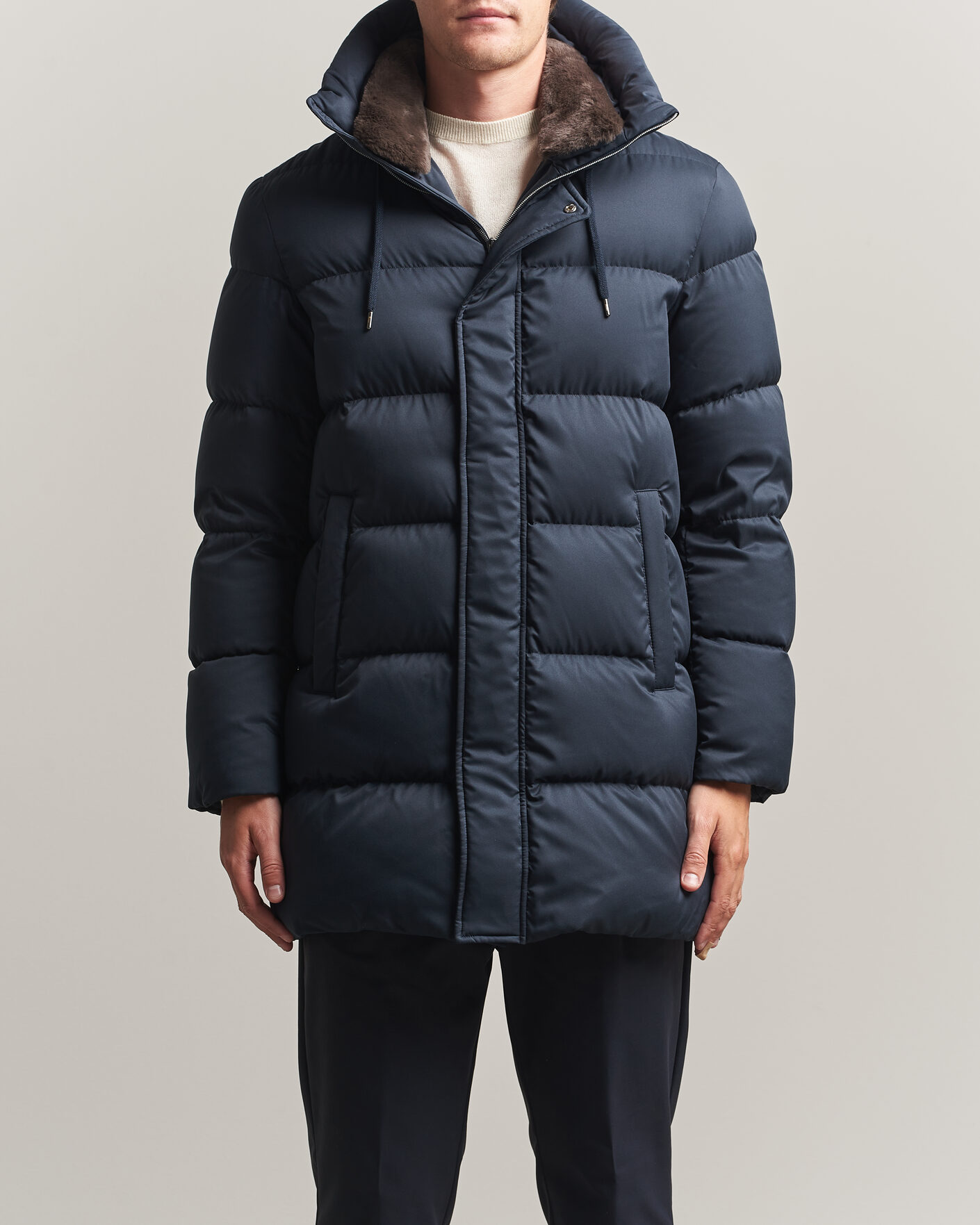 Heren | Jassen | Herno | Faux Fur Down Parka Navy