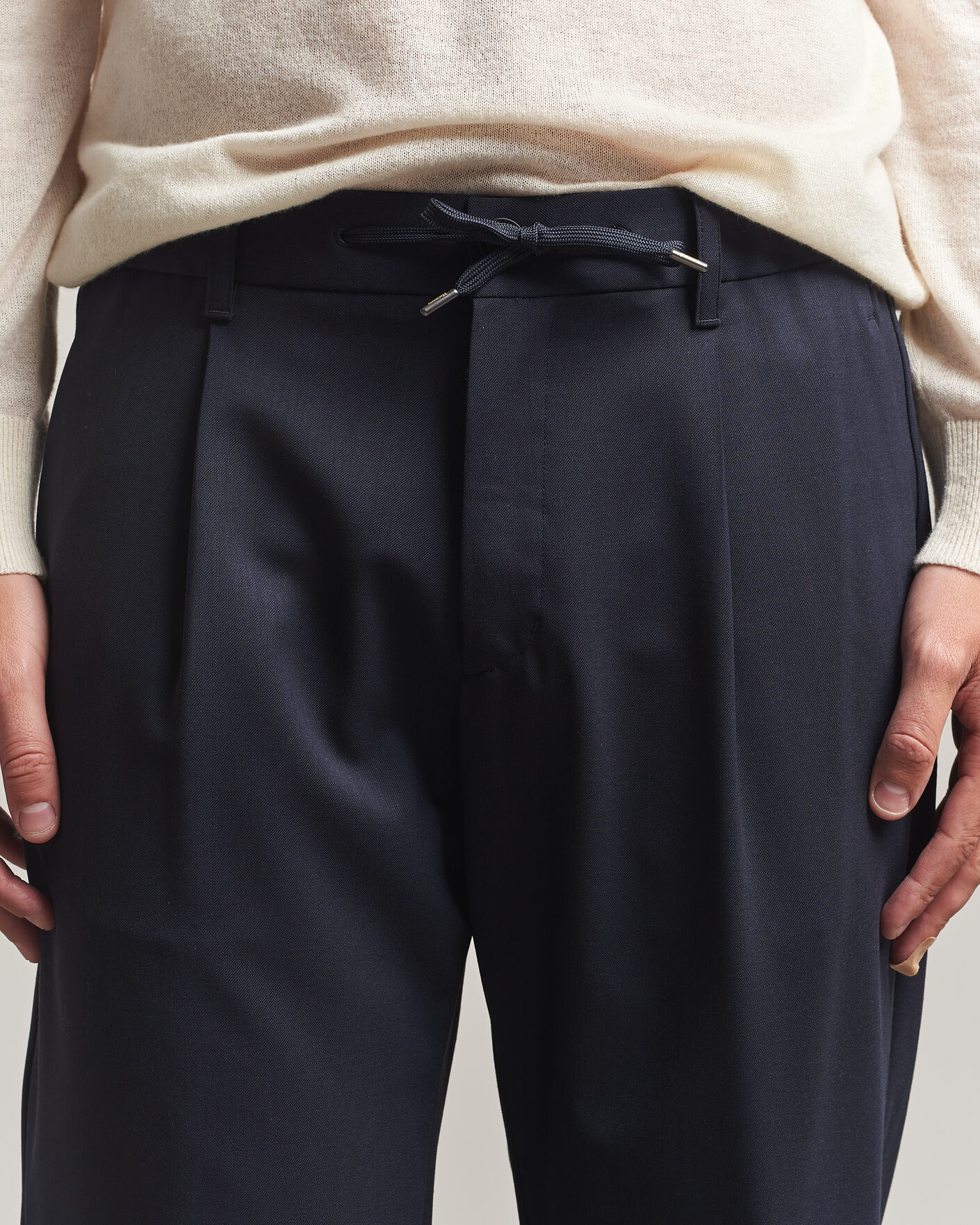 Heren | Broeken | Herno | Pleated Wool Trousers Navy