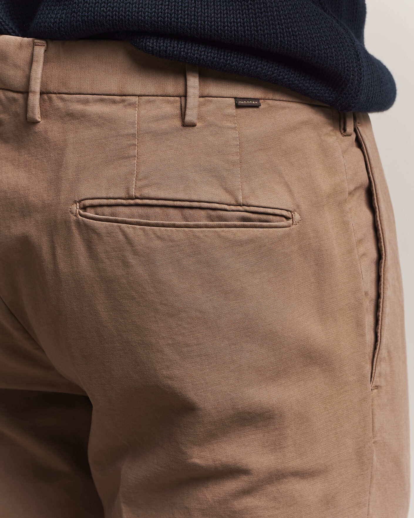 Heren | Broeken | Incotex | Slim Fit Soft Cotton Stretch Chinos Taupe