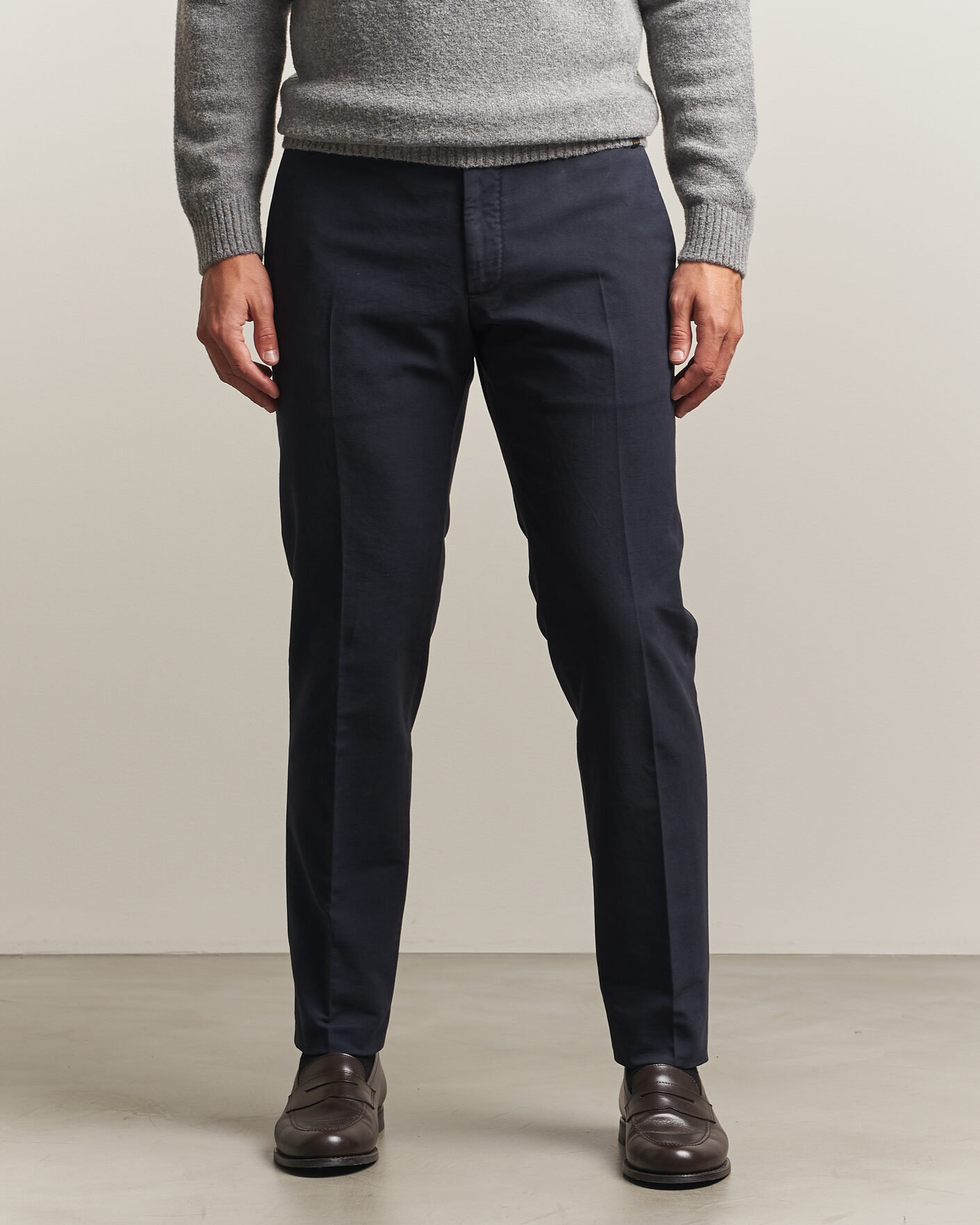 Homme | Pantalons | Incotex | Slim Fit Soft Cotton Stretch Chinos Navy