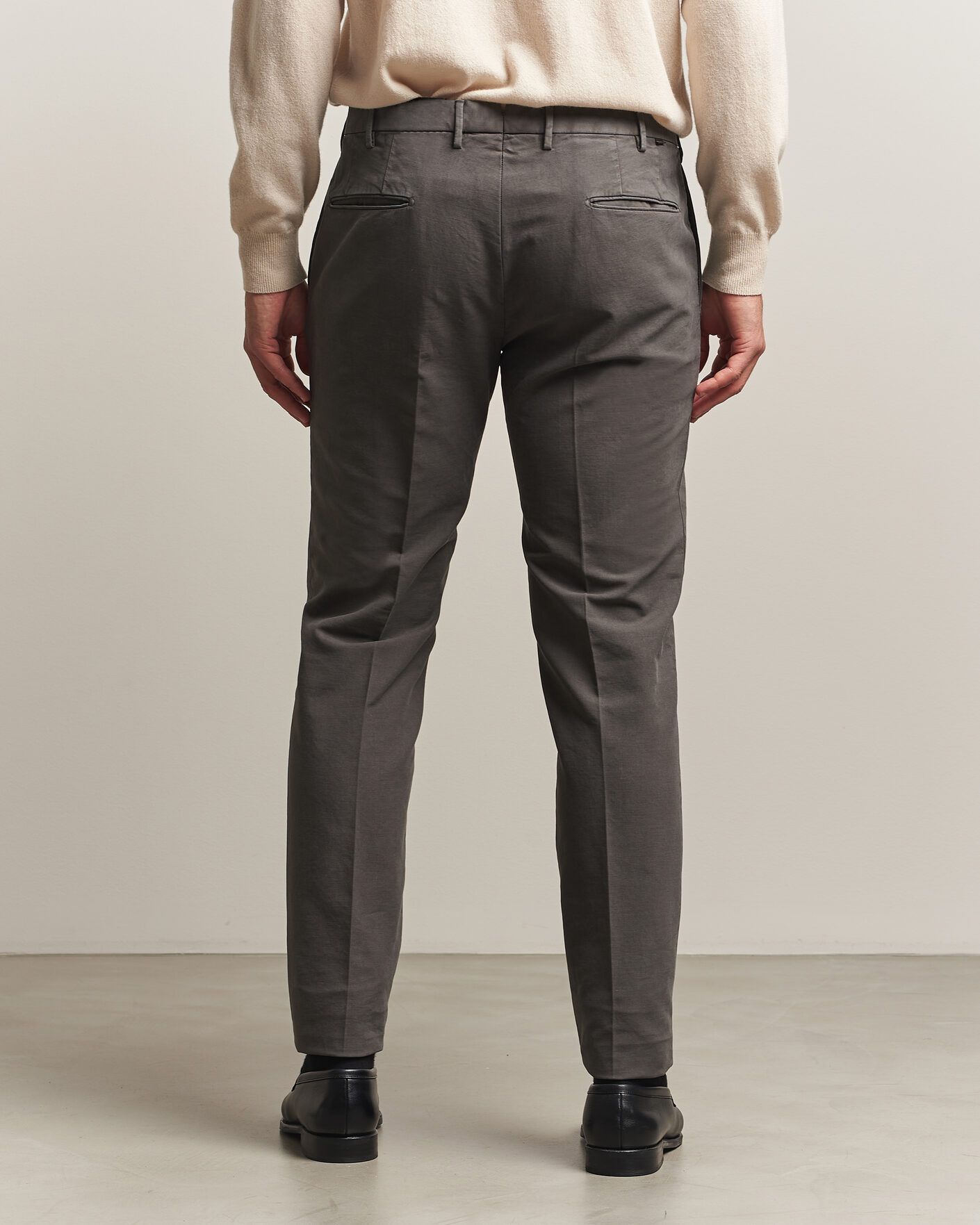 Heren | Broeken | Incotex | Slim Fit Soft Cotton Stretch Chinos Dark Grey