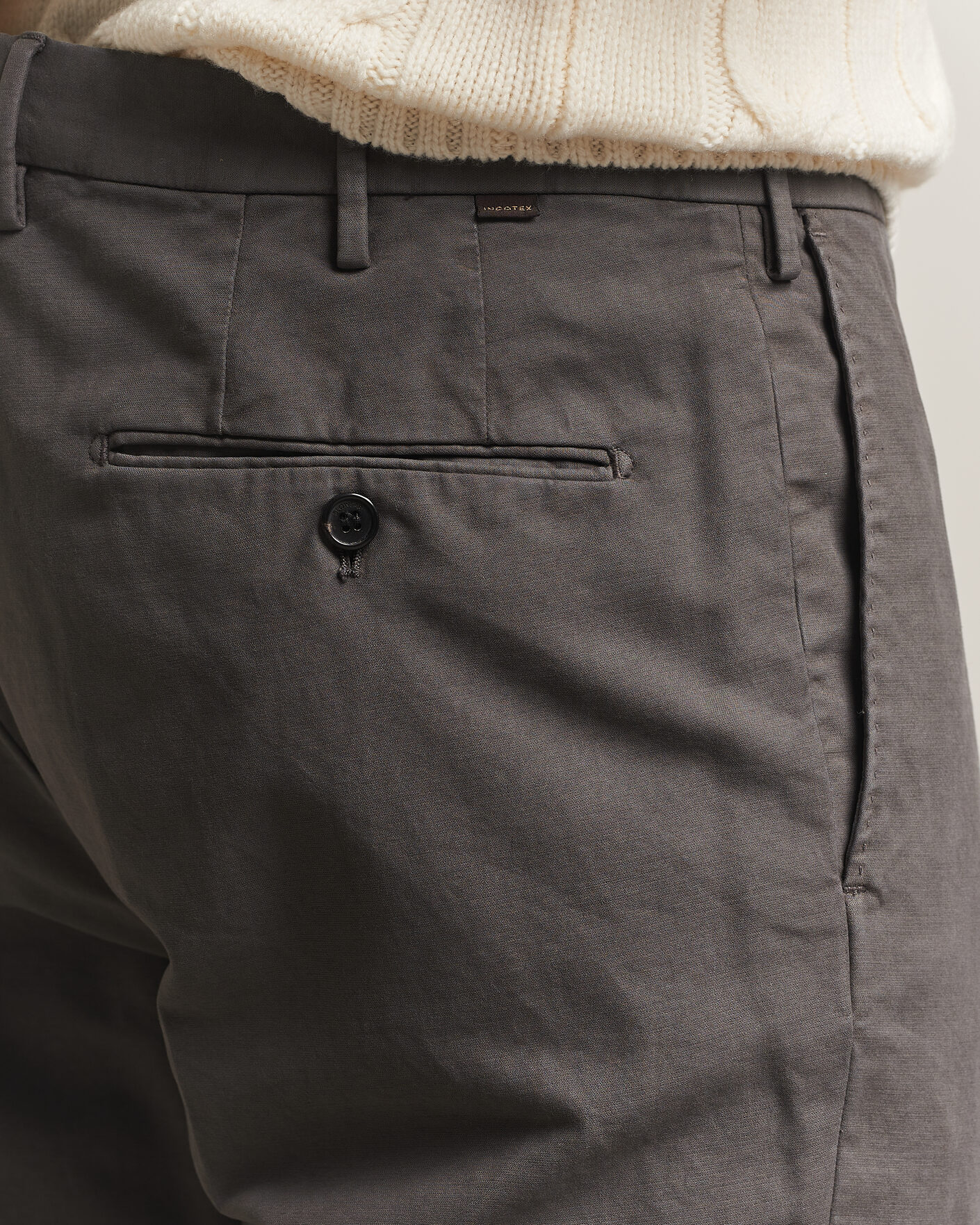 Heren | Broeken | Incotex | Regular Fit Soft Cotton Stretch Chinos Dark Grey