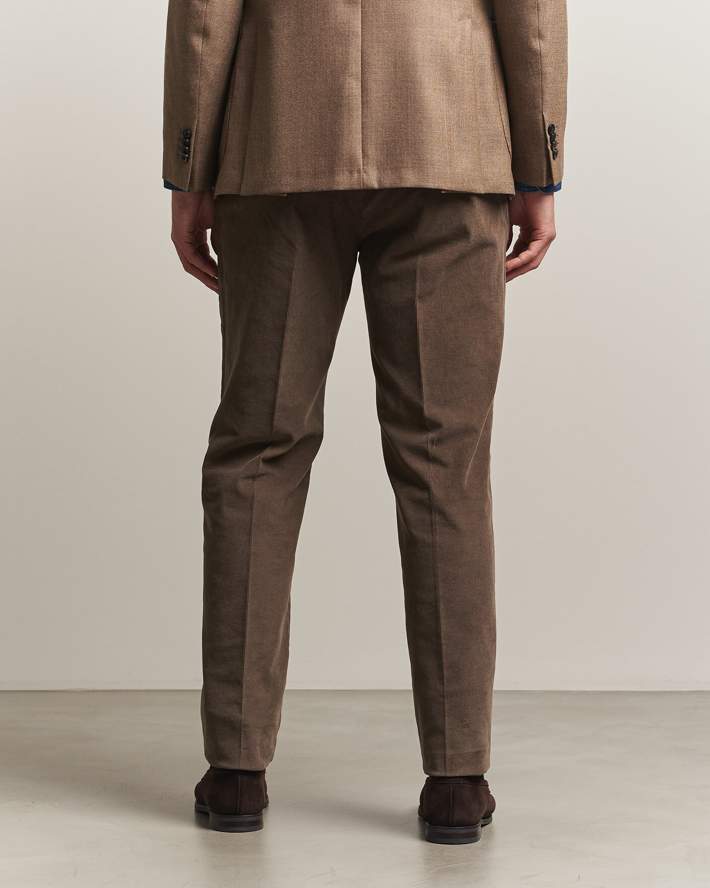 Heren | Broeken | Incotex | Regular Fit Baby Corduroy Trousers Taupe