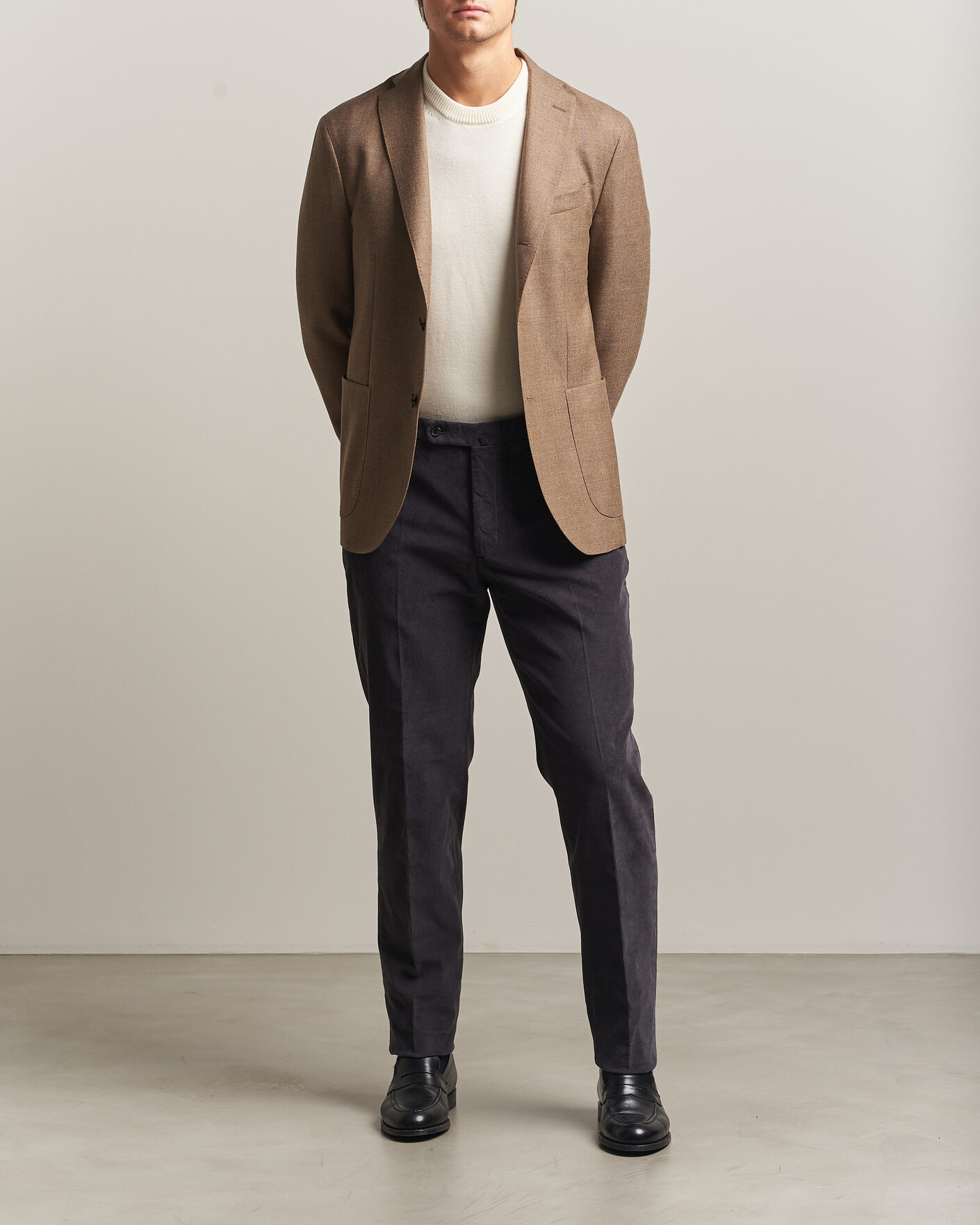 Heren | Broeken | Incotex | Regular Fit Baby Corduroy Trousers Dark Grey