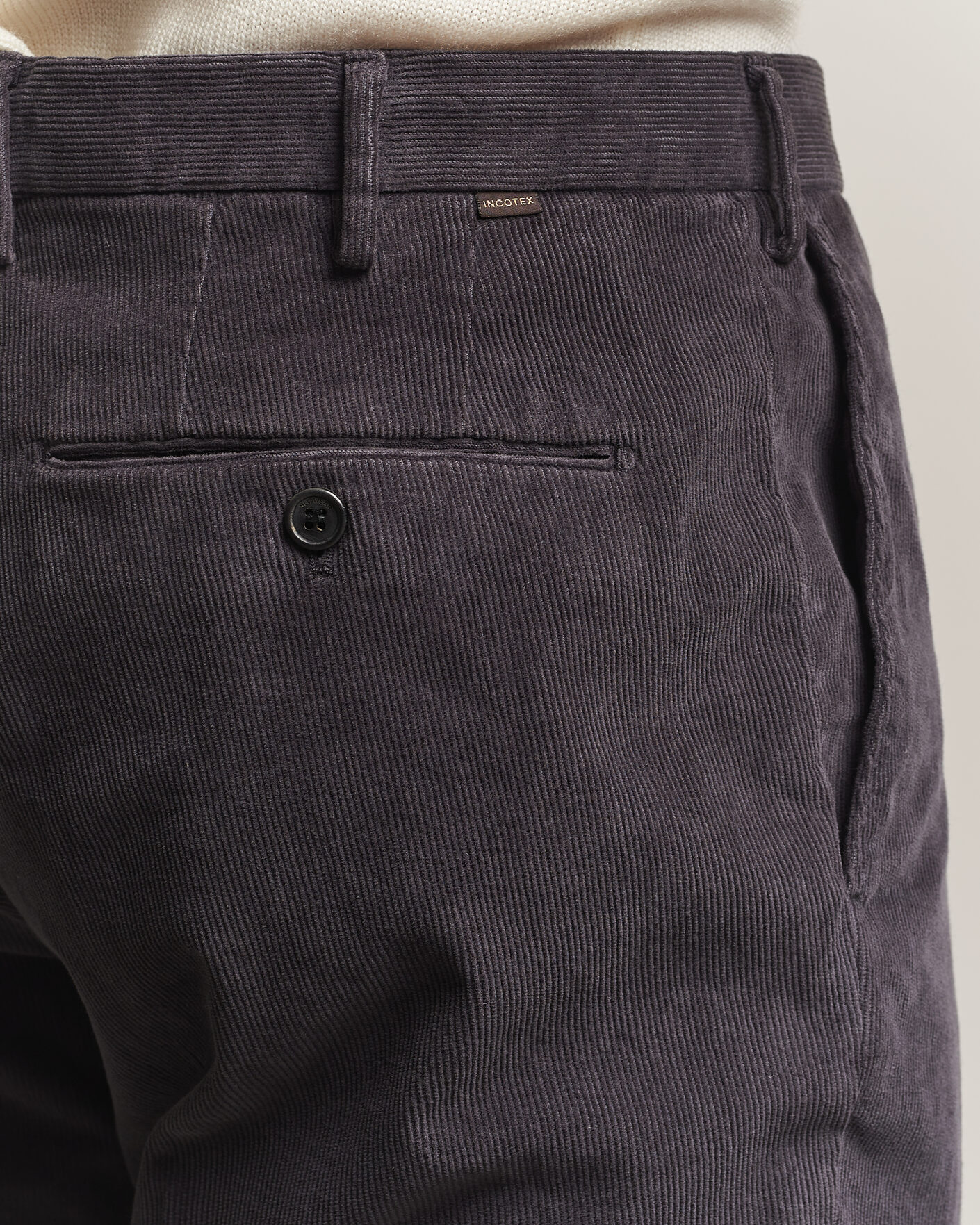 Heren | Broeken | Incotex | Regular Fit Baby Corduroy Trousers Dark Grey