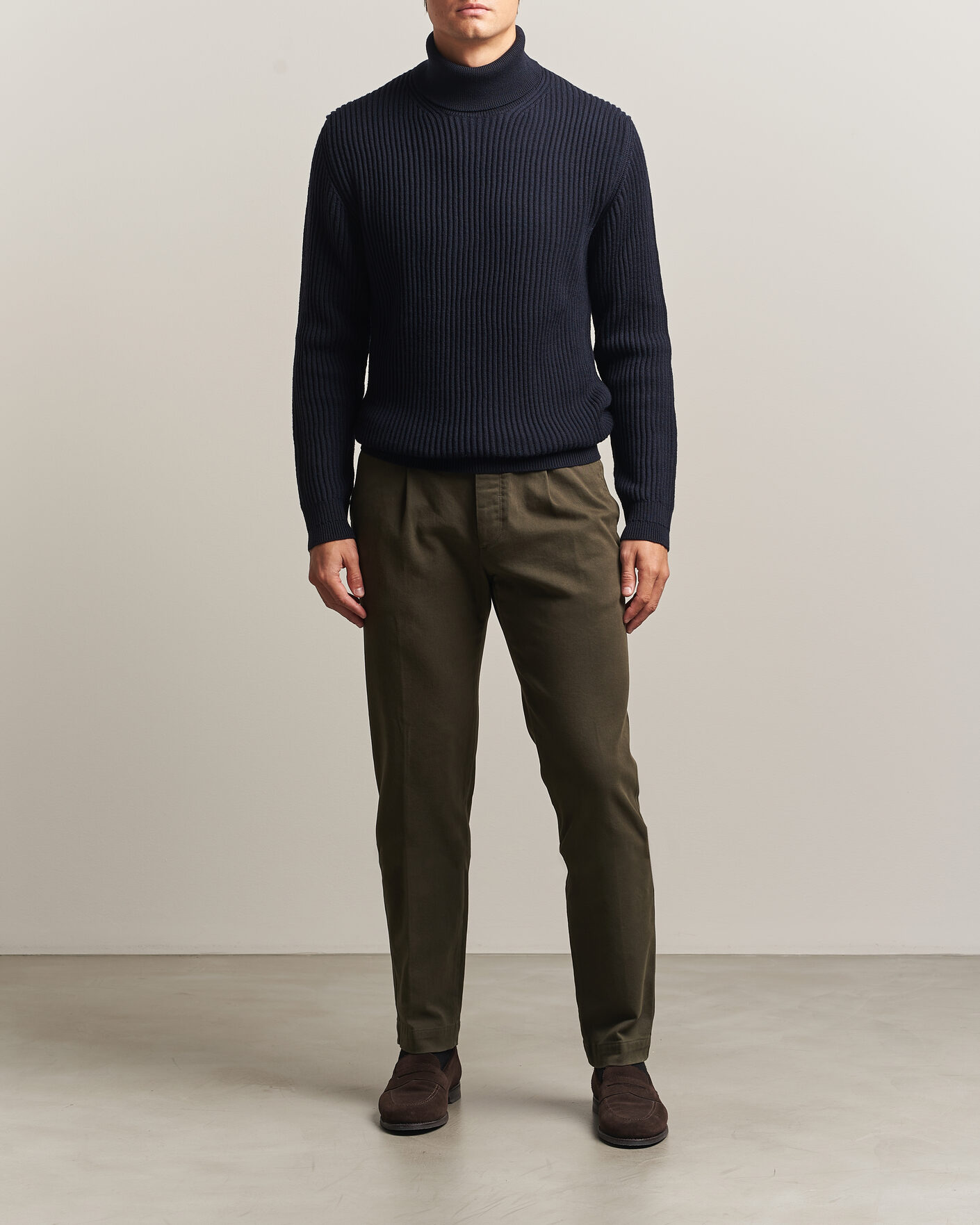 Homme | Pantalons | Incotex | Regular Fit Cover Chinos Dark Green