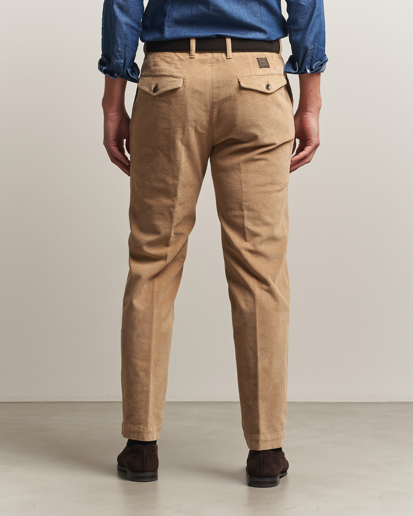 Homme | Pantalons | Incotex | Regular Fit Washed Corduroy Slacks Khaki