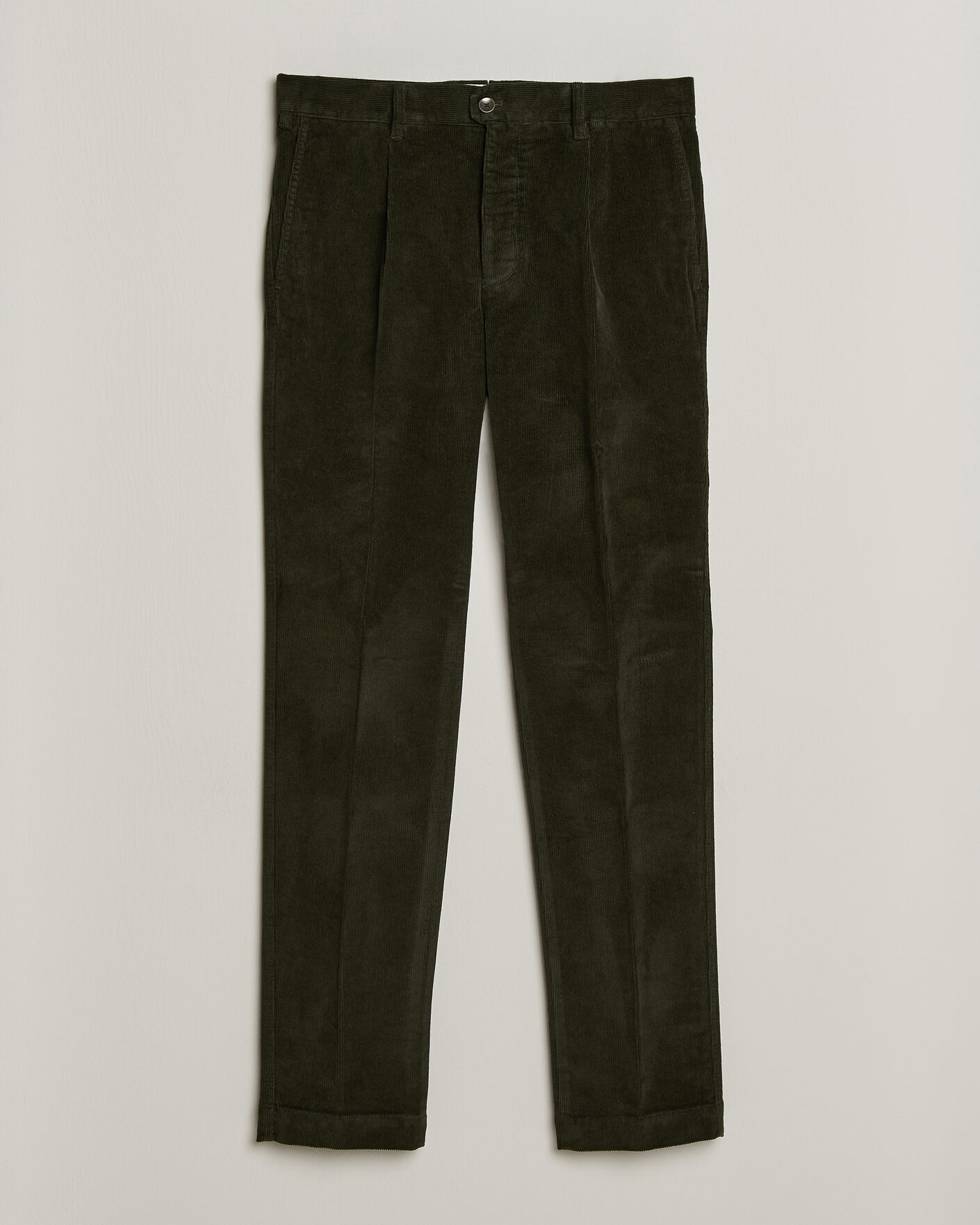 Homme | Pantalons | Incotex | Regular Fit Washed Corduroy Slacks Forest Green