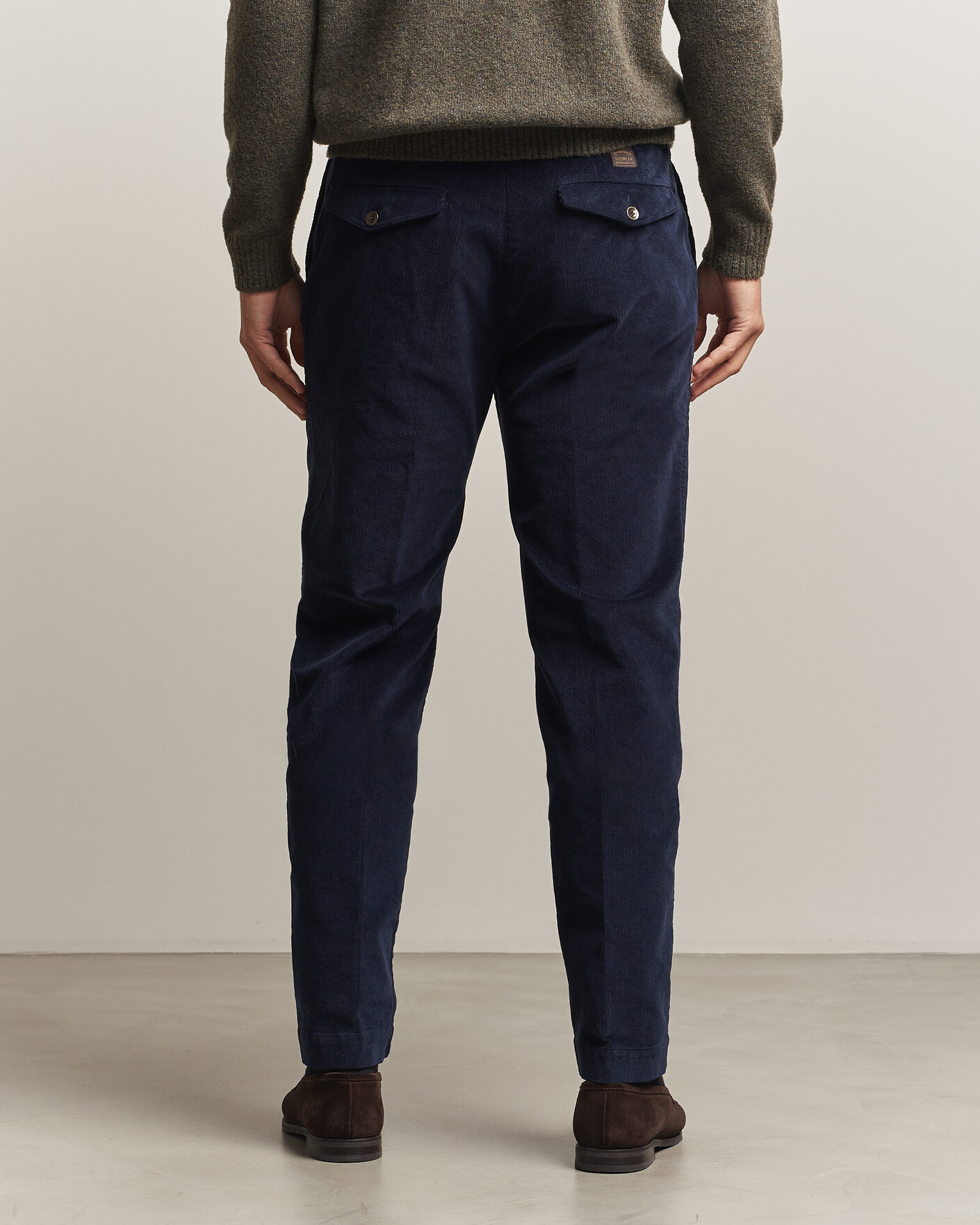 Homme | Pantalons | Incotex | Regular Fit Washed Corduroy Slacks Navy
