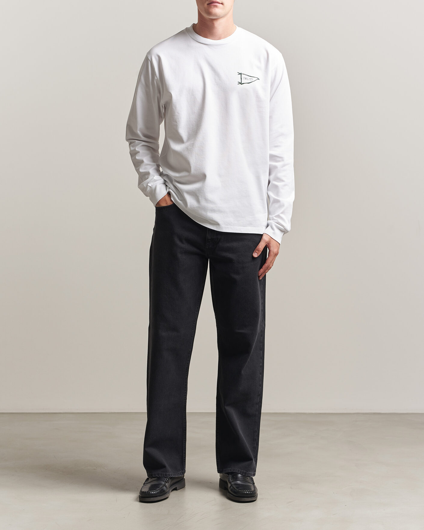 Homme | T-shirts | Palmes | Pennant Long Sleeve T-Shirt White