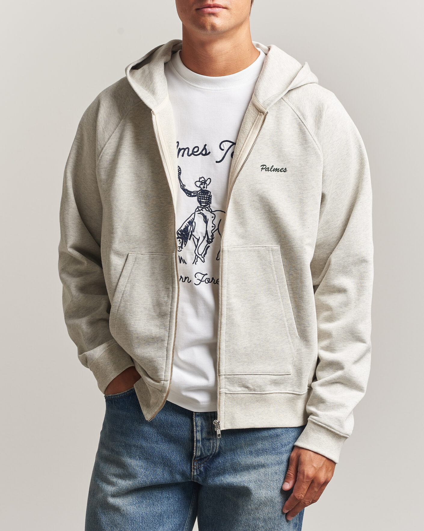 Homme | Pulls Et Tricots | Palmes | Logo Zip Hoodie Grey Melange