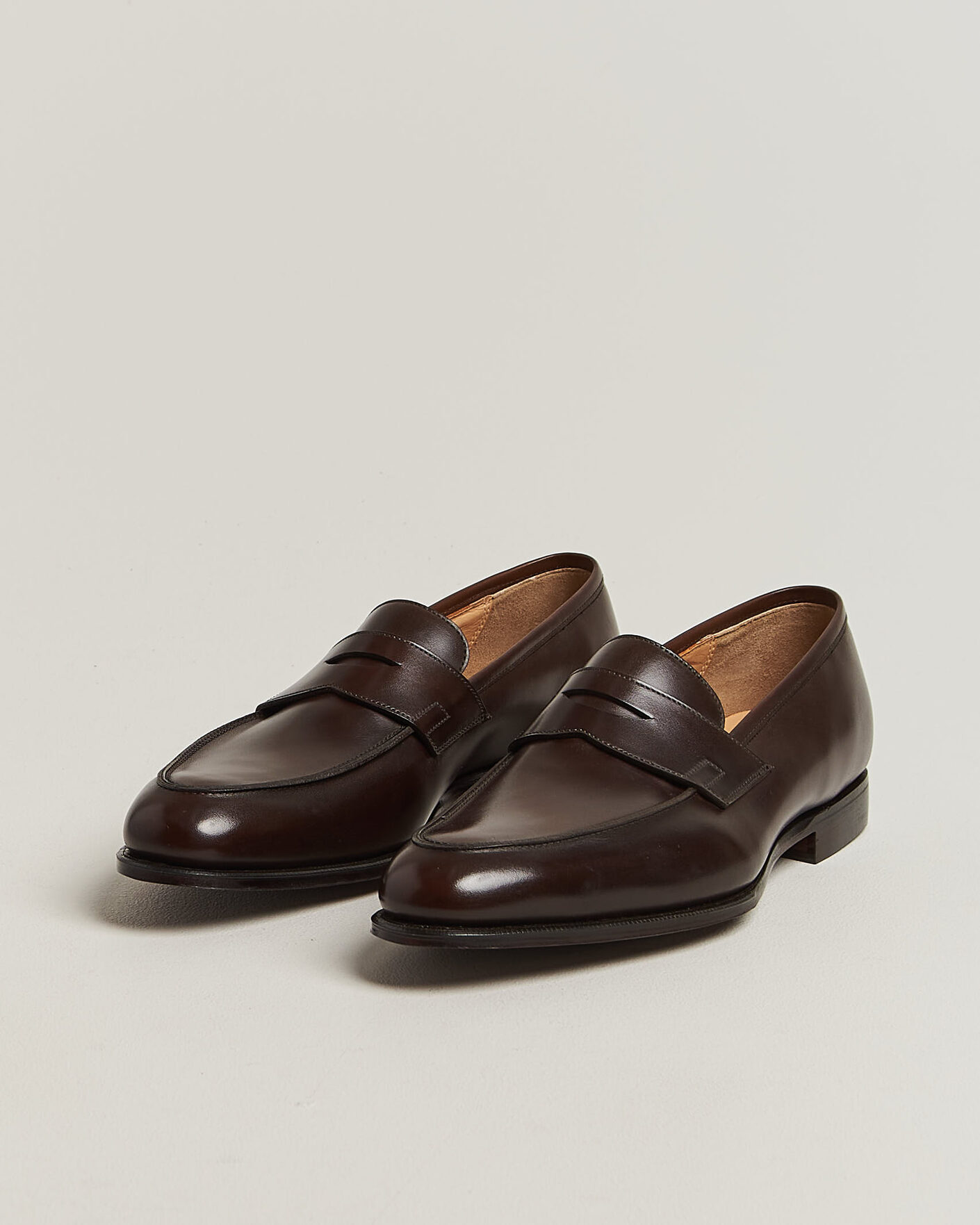 Heren | Instappers | Crockett & Jones | Crawford Handgrade Penny Loafer Dk Brown Antique Calf