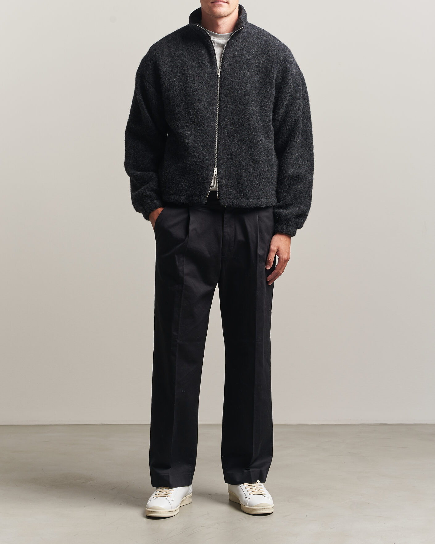 Homme | Manteaux Et Vestes | Jil Sander | Full Zip Fleece Jacket Charcoal
