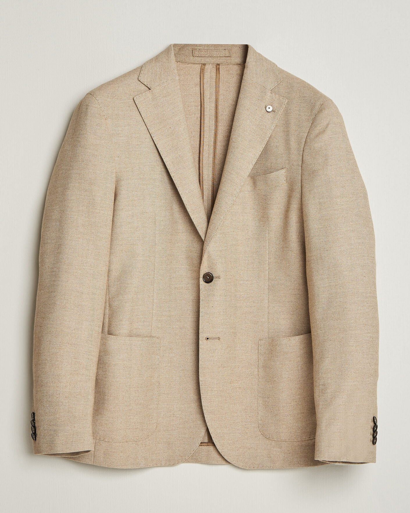 Heren | Blazers | L.B.M. 1911 | Jack Cotton Herringbone Blazer Beige