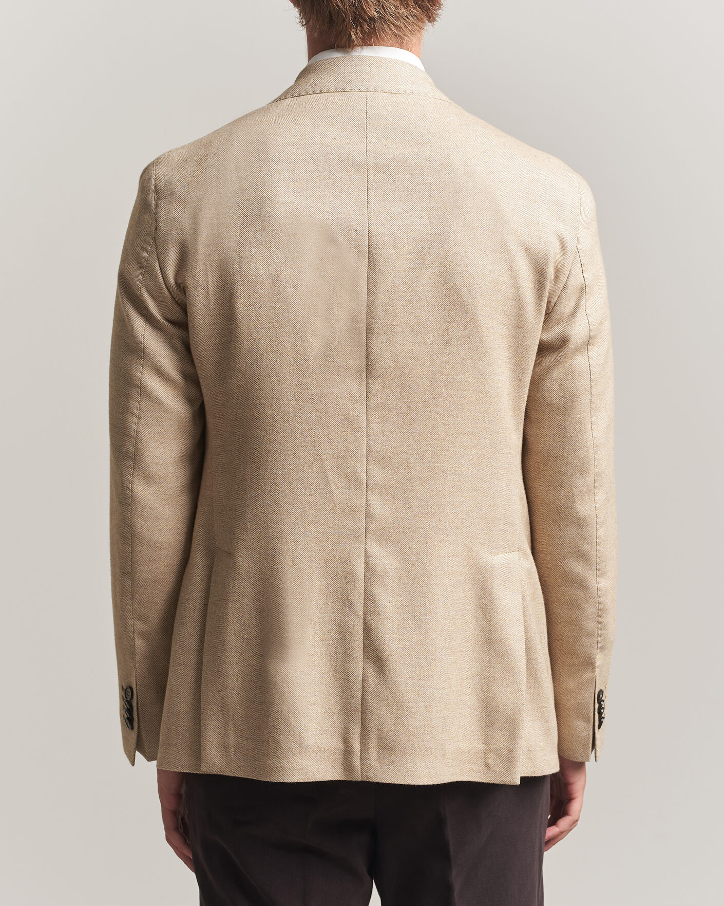 Heren | Blazers | L.B.M. 1911 | Jack Cotton Herringbone Blazer Beige