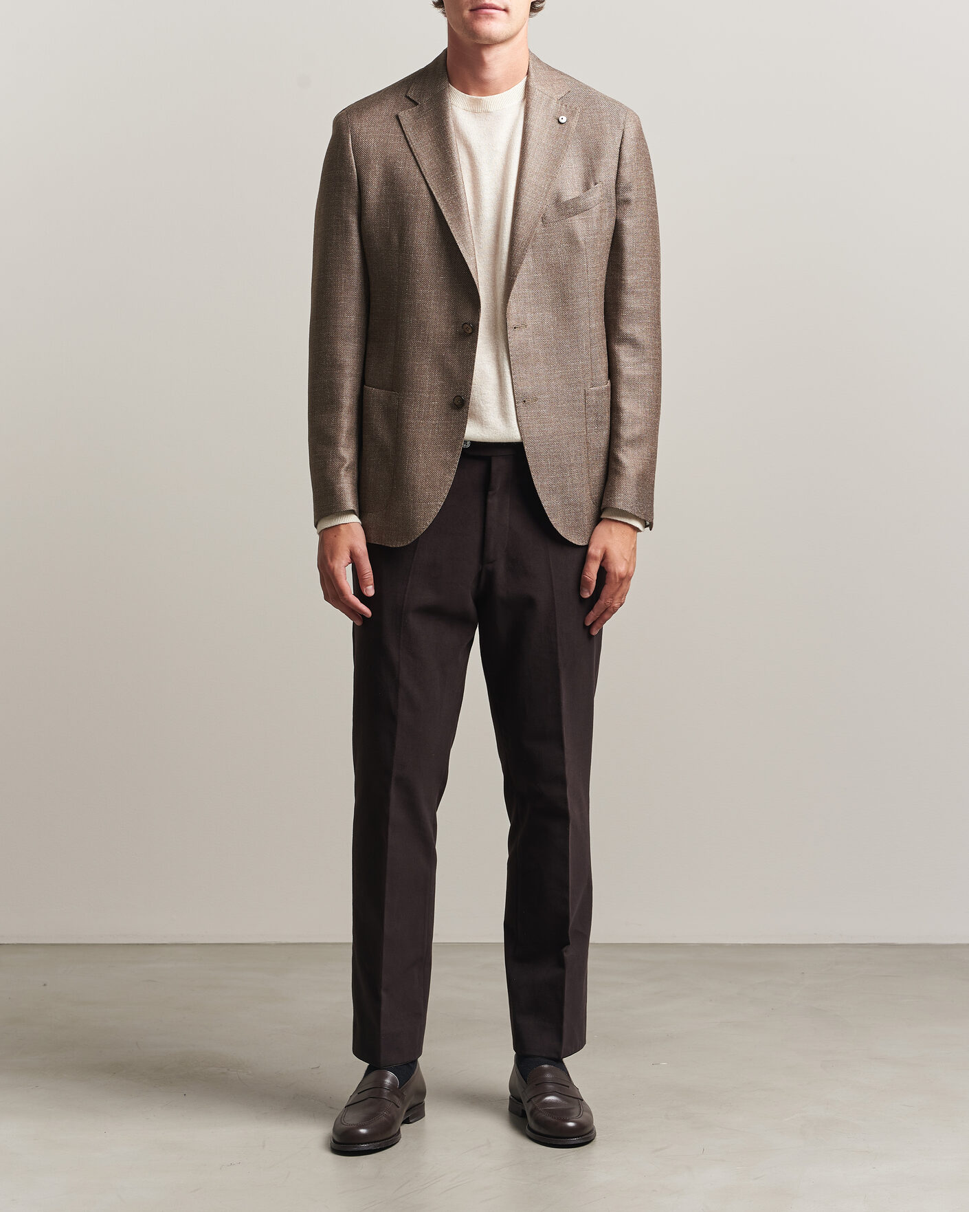 Homme | Blazers | L.B.M. 1911 | Jack Wool/Silk Hopsack Blazer Brown