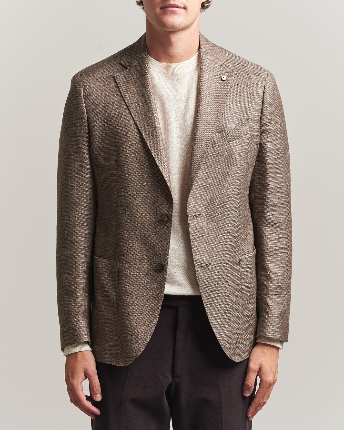 Homme | Blazers | L.B.M. 1911 | Jack Wool/Silk Hopsack Blazer Brown