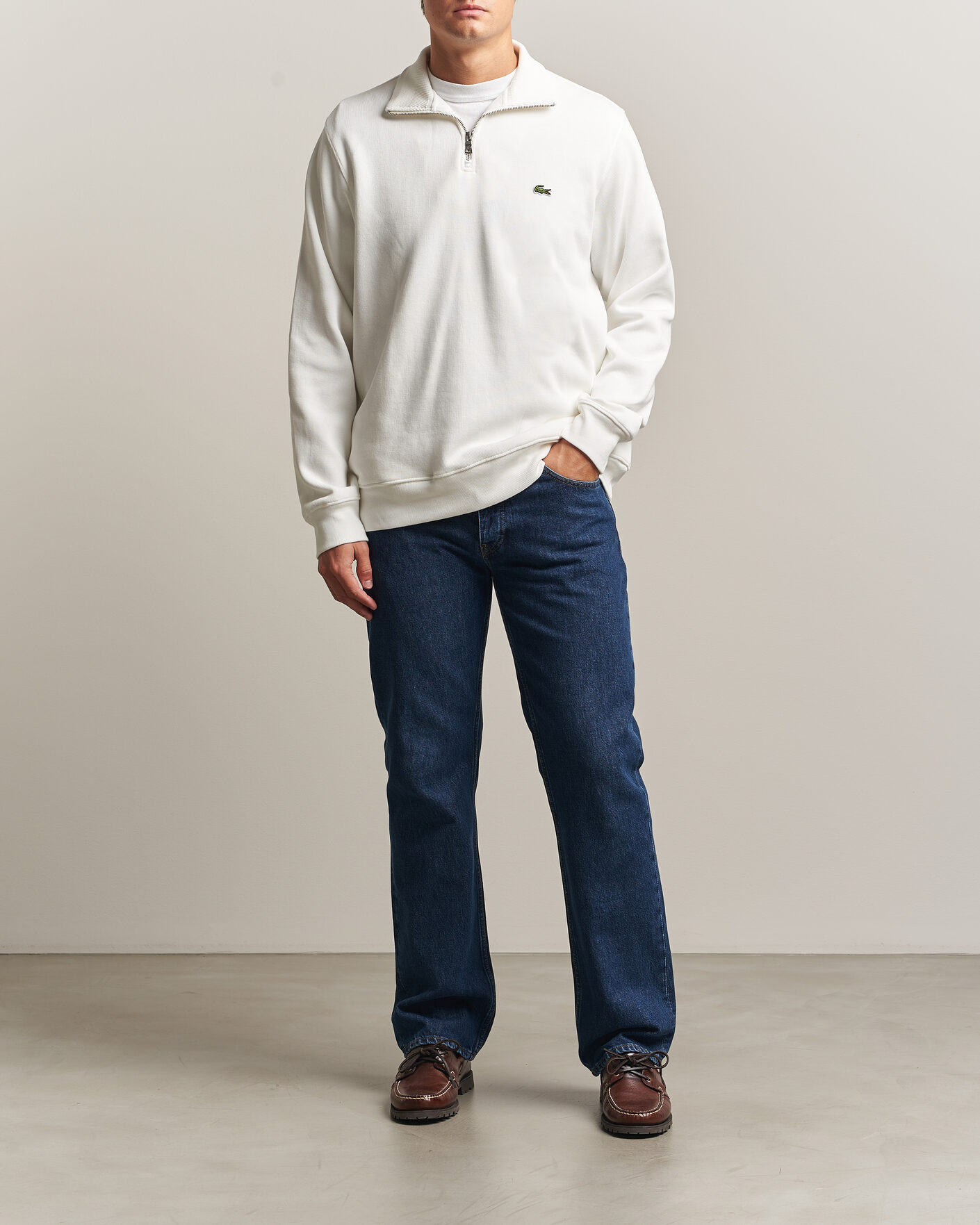 Homme | Pulls Et Tricots | Lacoste | Rib Interlock Half Zip Flour