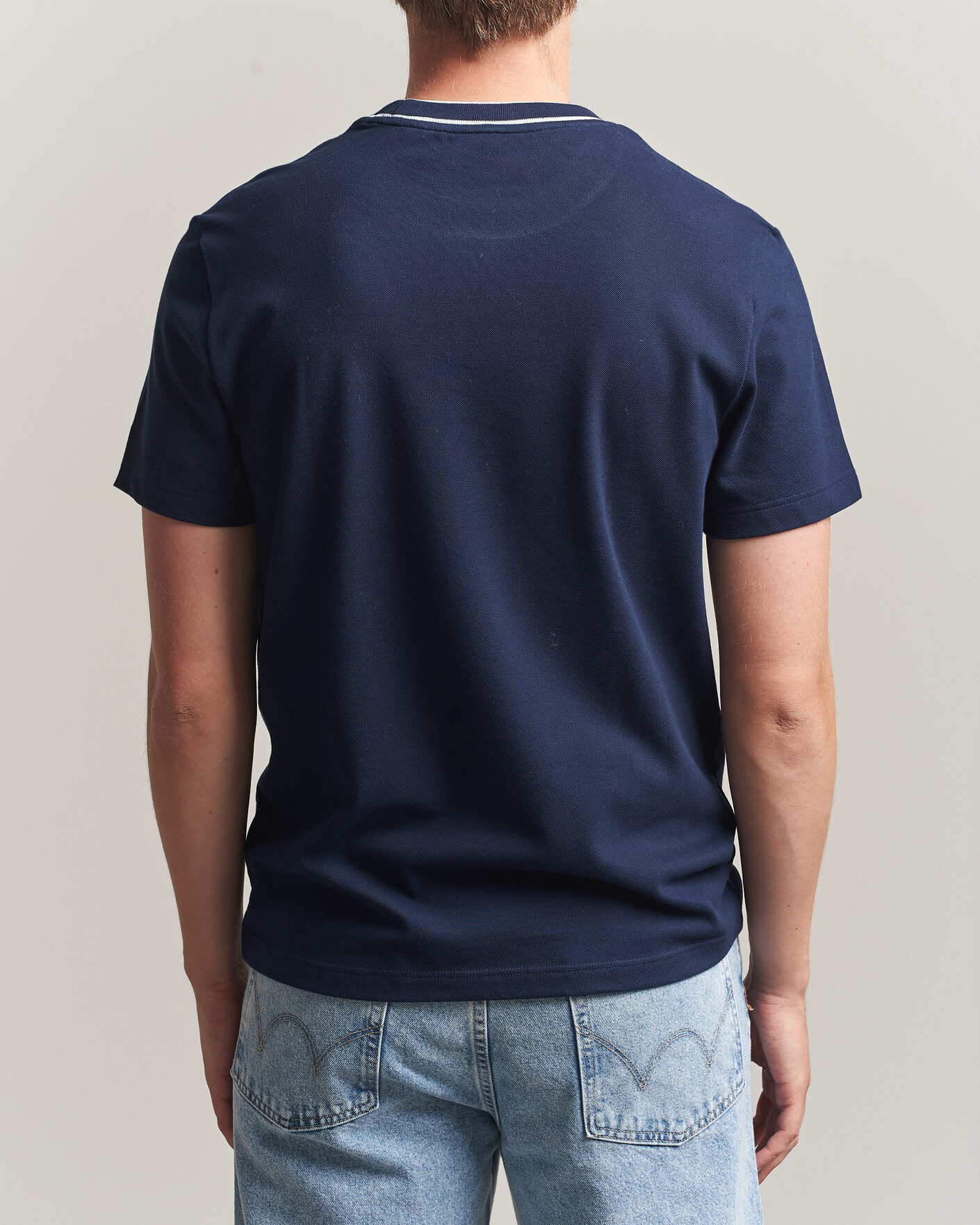 Homme | T-shirts | Lacoste | Contrast Rib Piqué T-Shirt Navy Blue