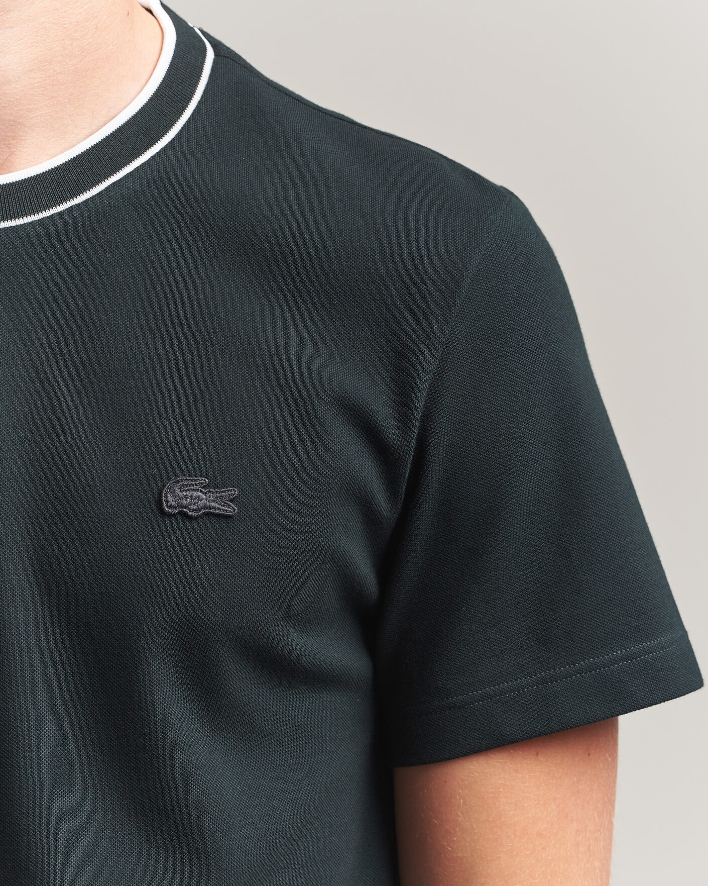 Heren | T-shirts | Lacoste | Contrast Rib Piqué T-Shirt Dark Varech