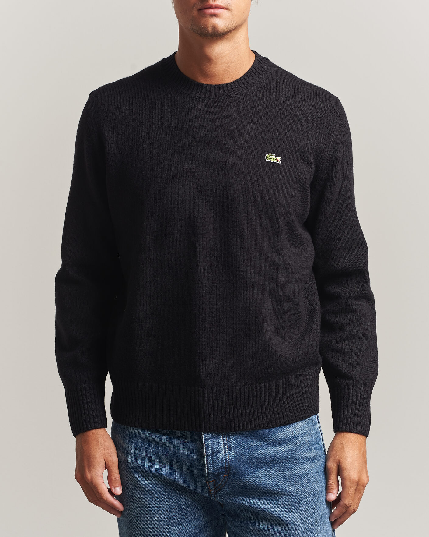 Homme | Pulls Et Tricots | Lacoste | Carded Wool Crew Neck Black