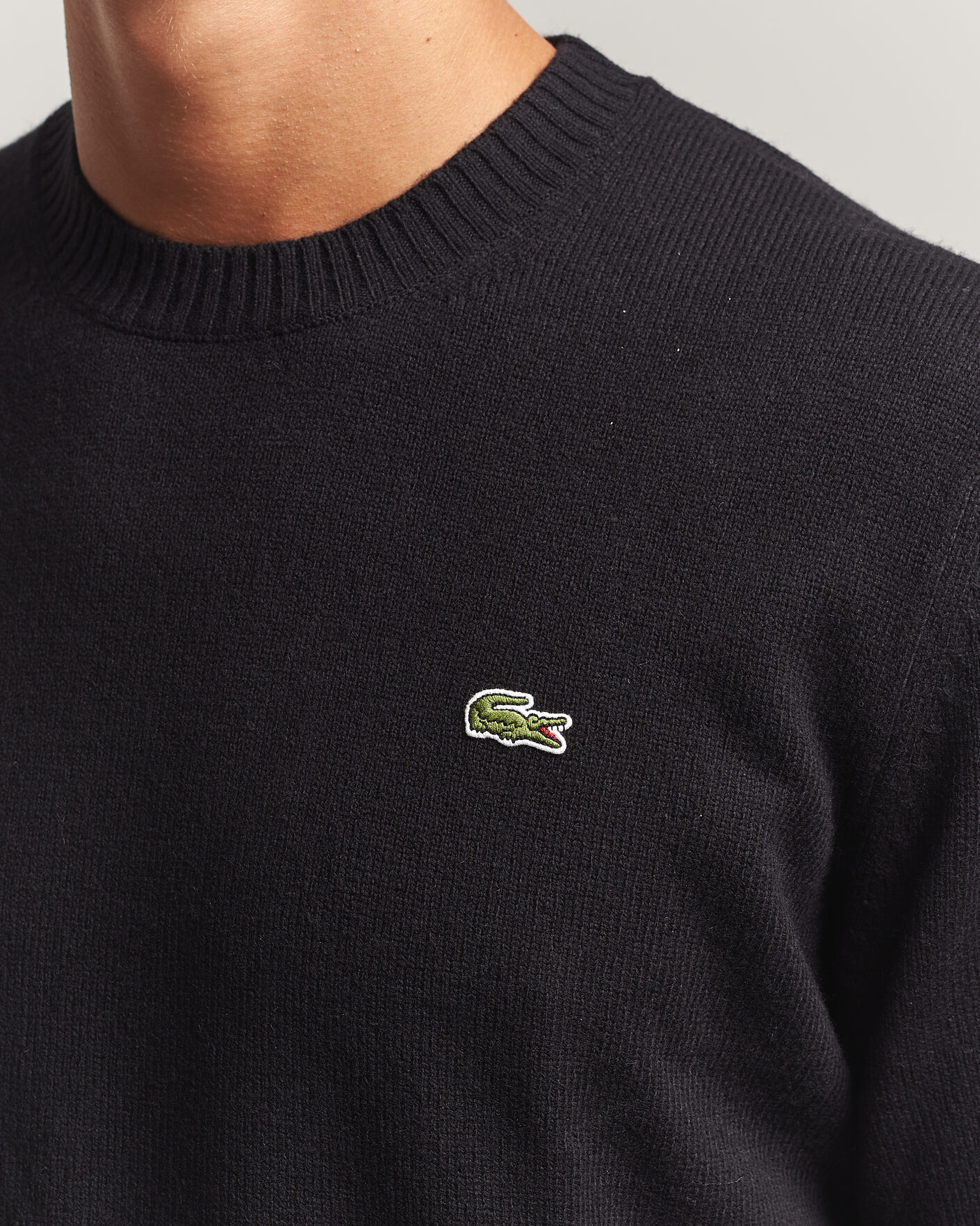 Homme | Pulls Et Tricots | Lacoste | Carded Wool Crew Neck Black