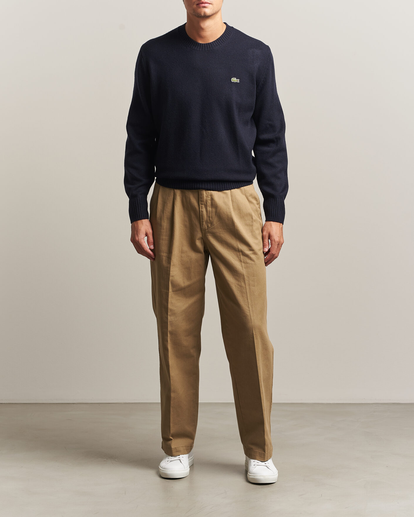 Homme | Pulls Et Tricots | Lacoste | Carded Wool Crew Neck Navy Blue